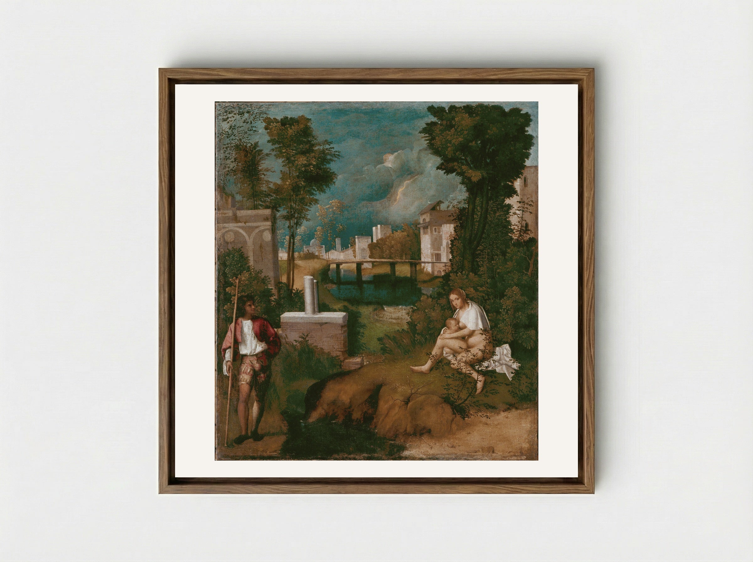 The Tempest - Giorgione - Framed Canvas Wood