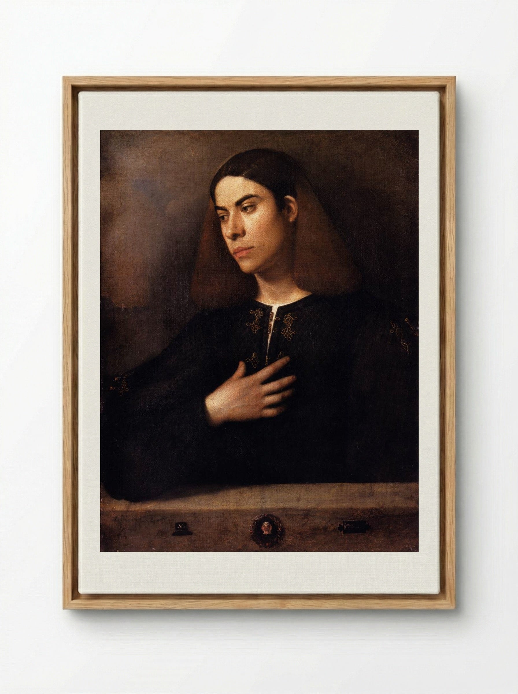 Portrait of a Youth (Antonio Broccardo) - Giorgione - Framed Canvas Wood