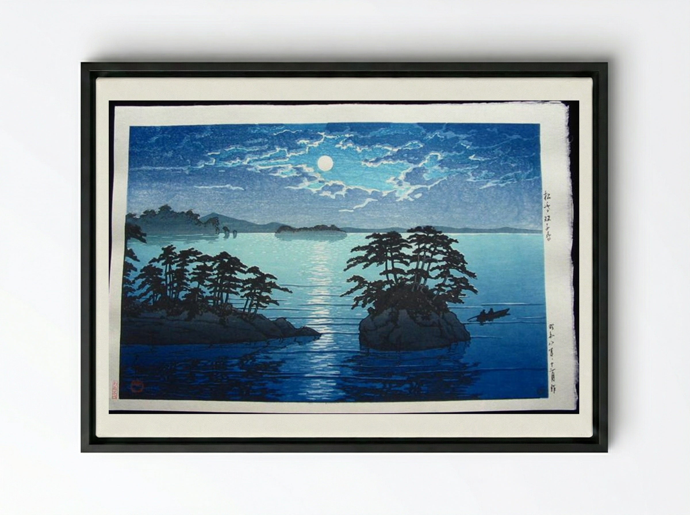 Full Moon at Fugato Island - Hasui Kawase - Framed Canvas Black