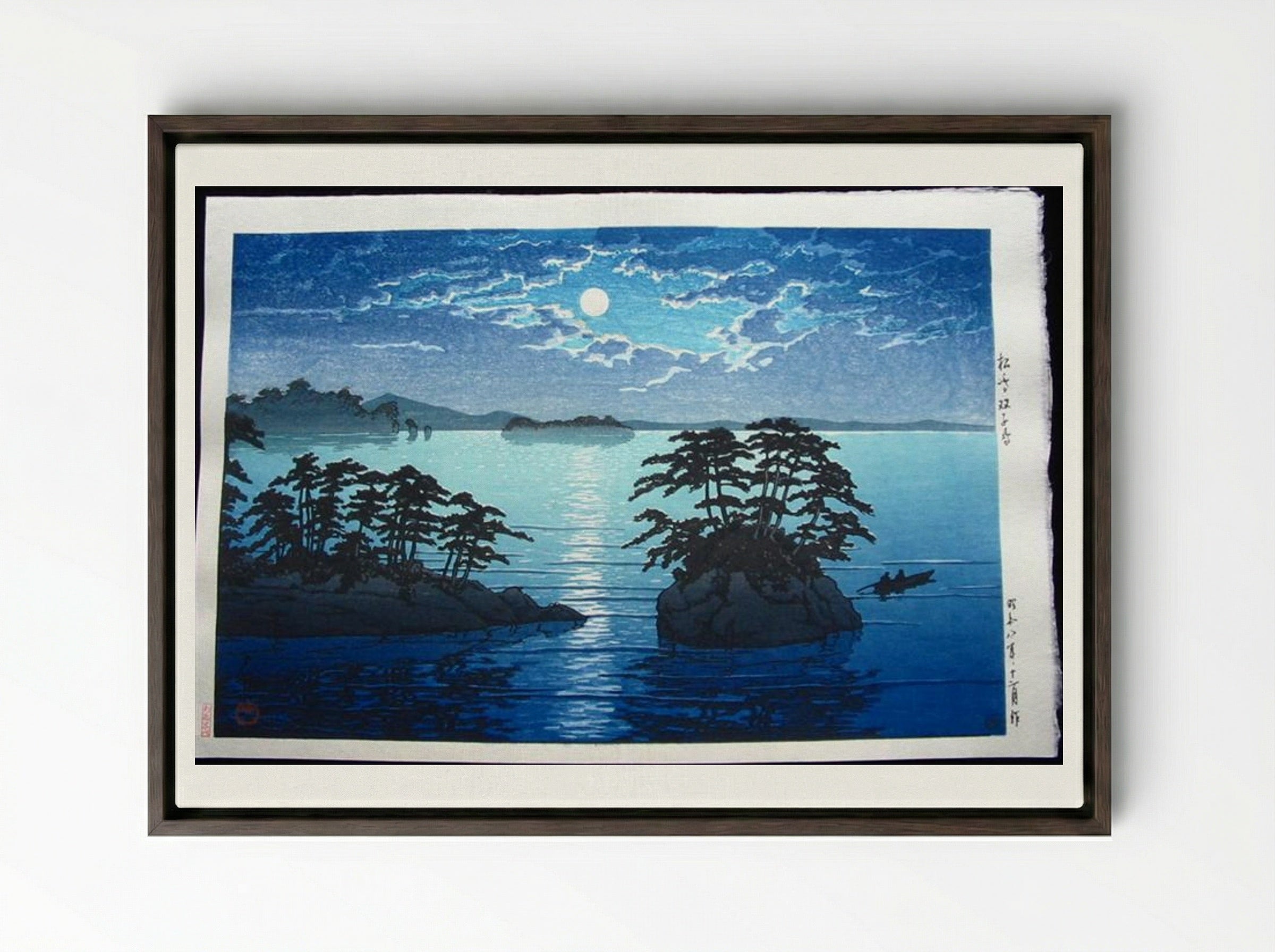 Full Moon at Fugato Island - Hasui Kawase - Framed Canvas Dark Wood