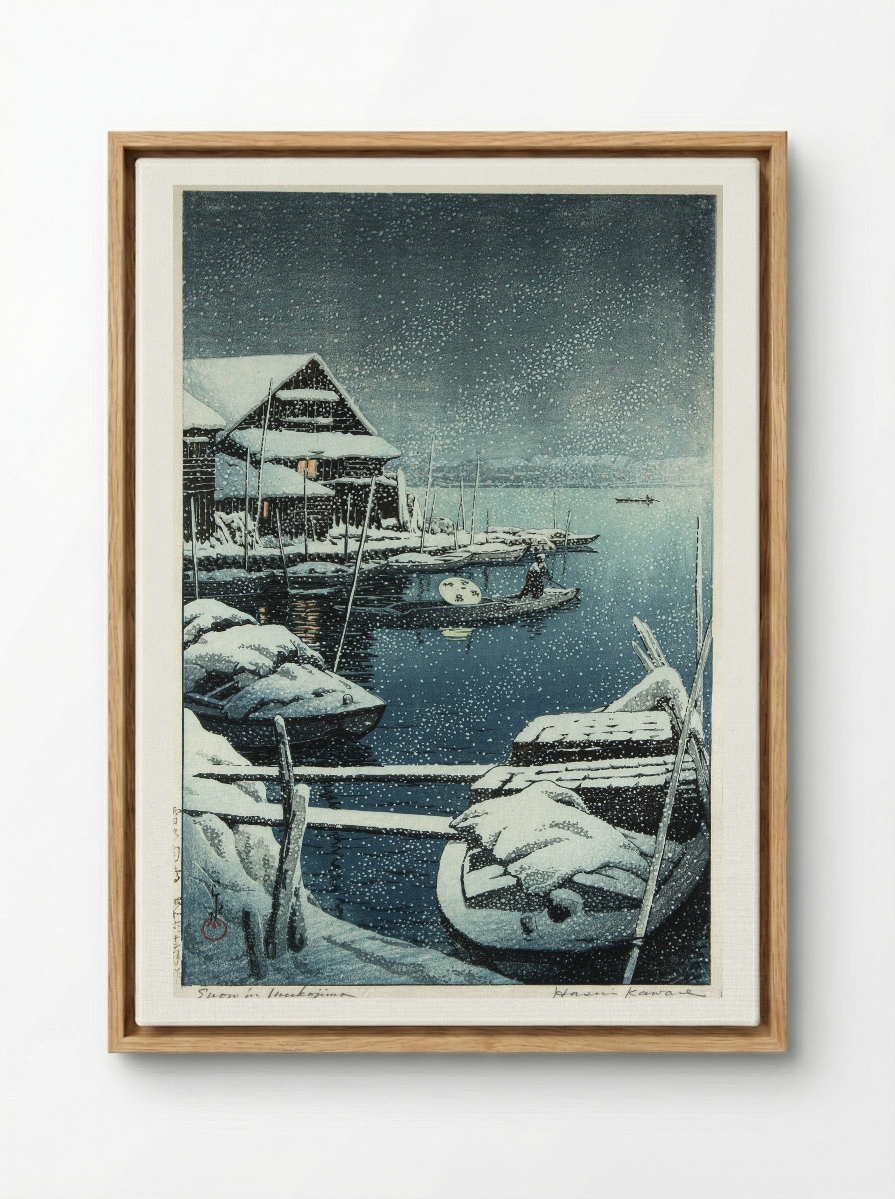 Snow at Mukojima - Hasui Kawase - Framed Canvas Wood