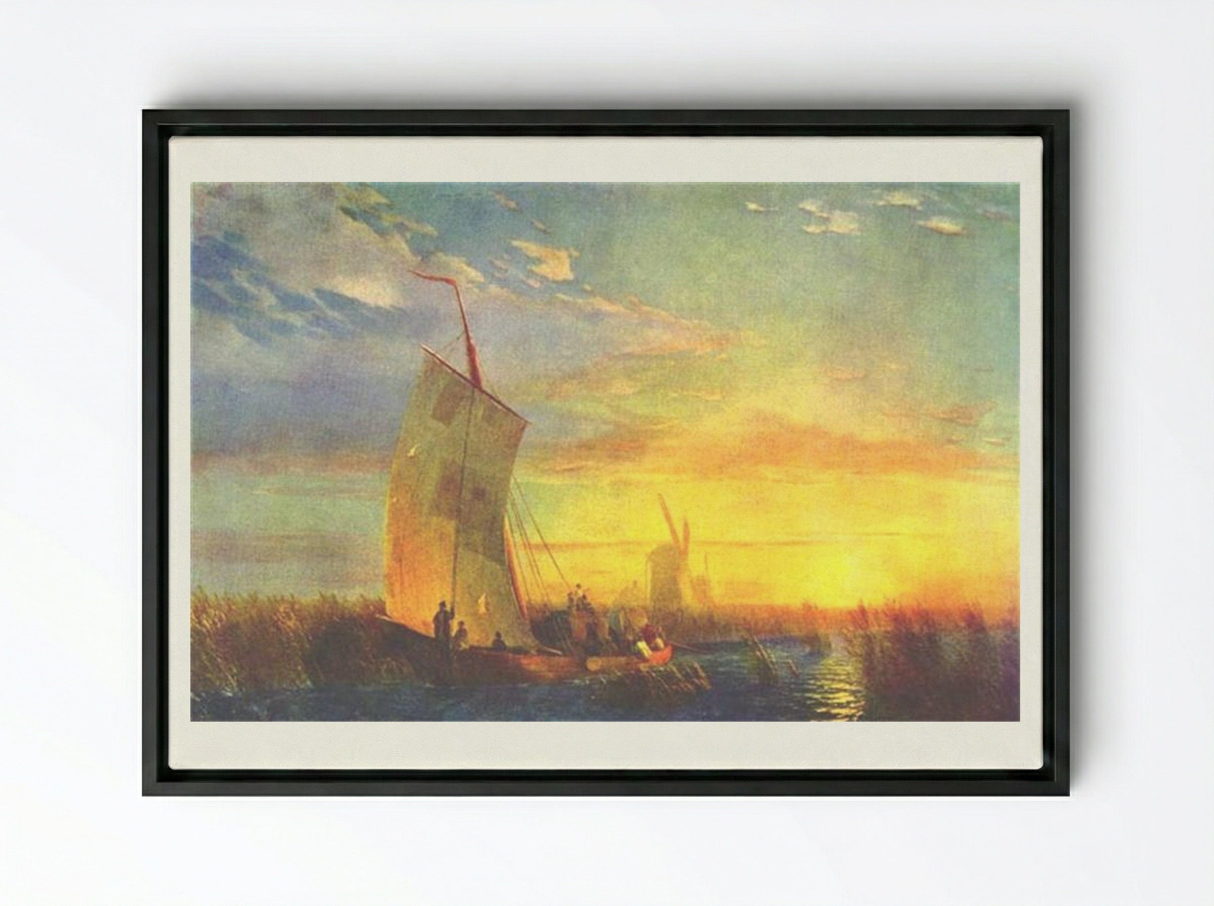 Rush on Dnieper near Aleshki - Ivan Aivazovsky - Framed Canvas Black