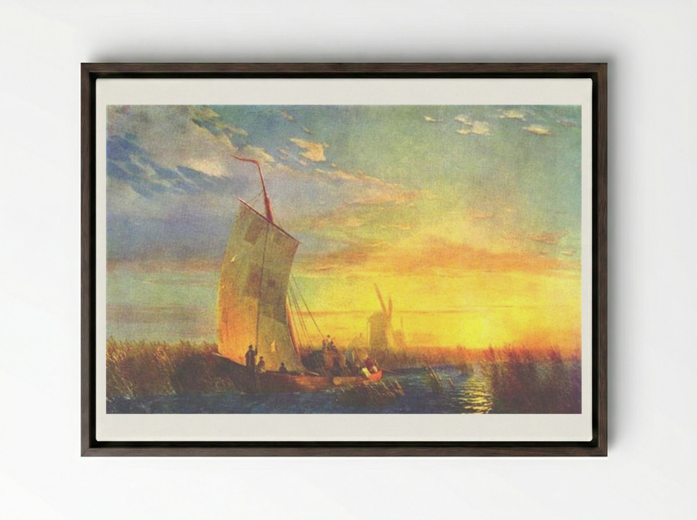 Rush on Dnieper near Aleshki - Ivan Aivazovsky - Framed Canvas Dark Wood