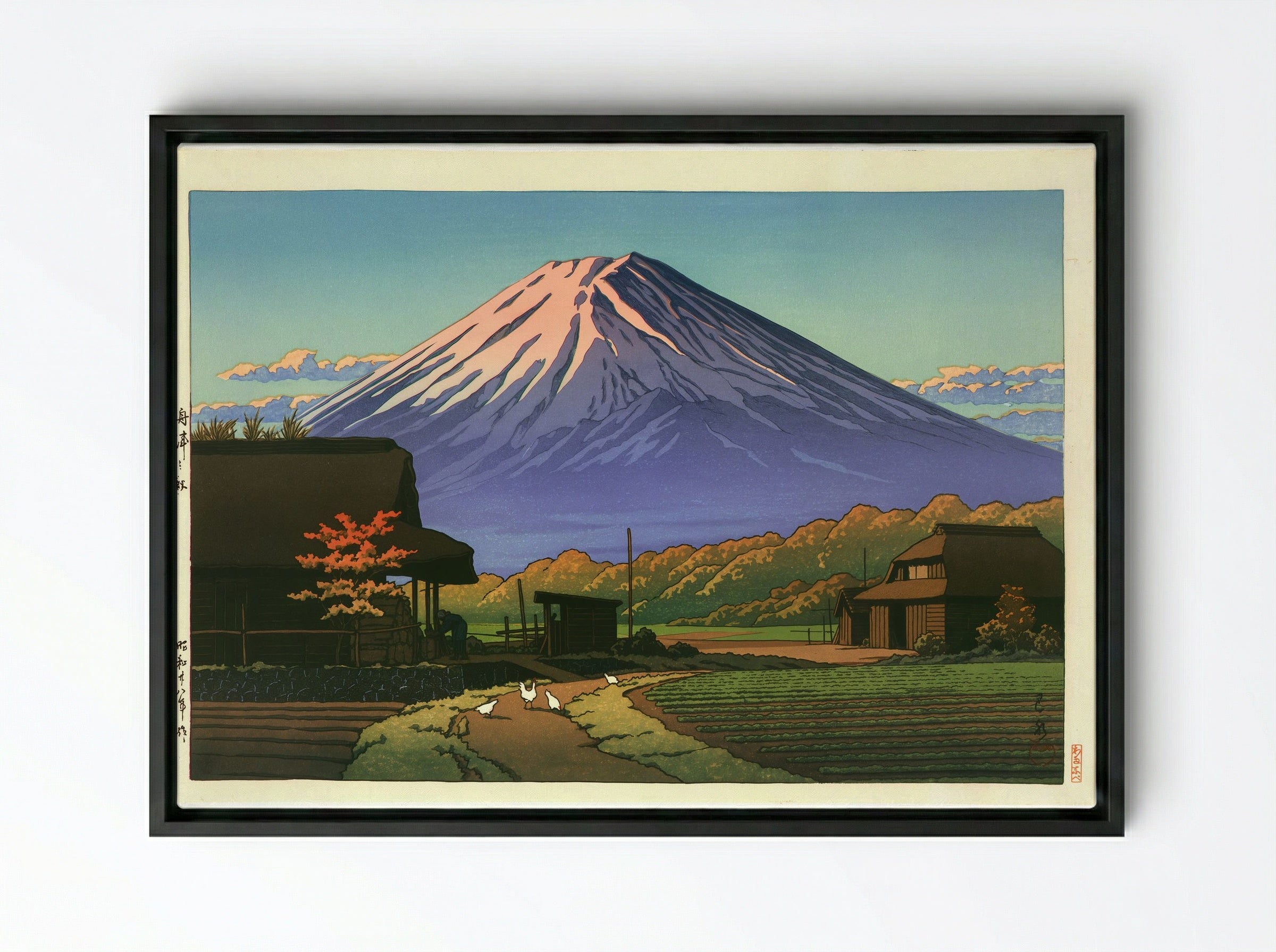 Autumn at Funatsu, Near Lake Kawaguchi - Hasui Kawase - Framed Canvas Black