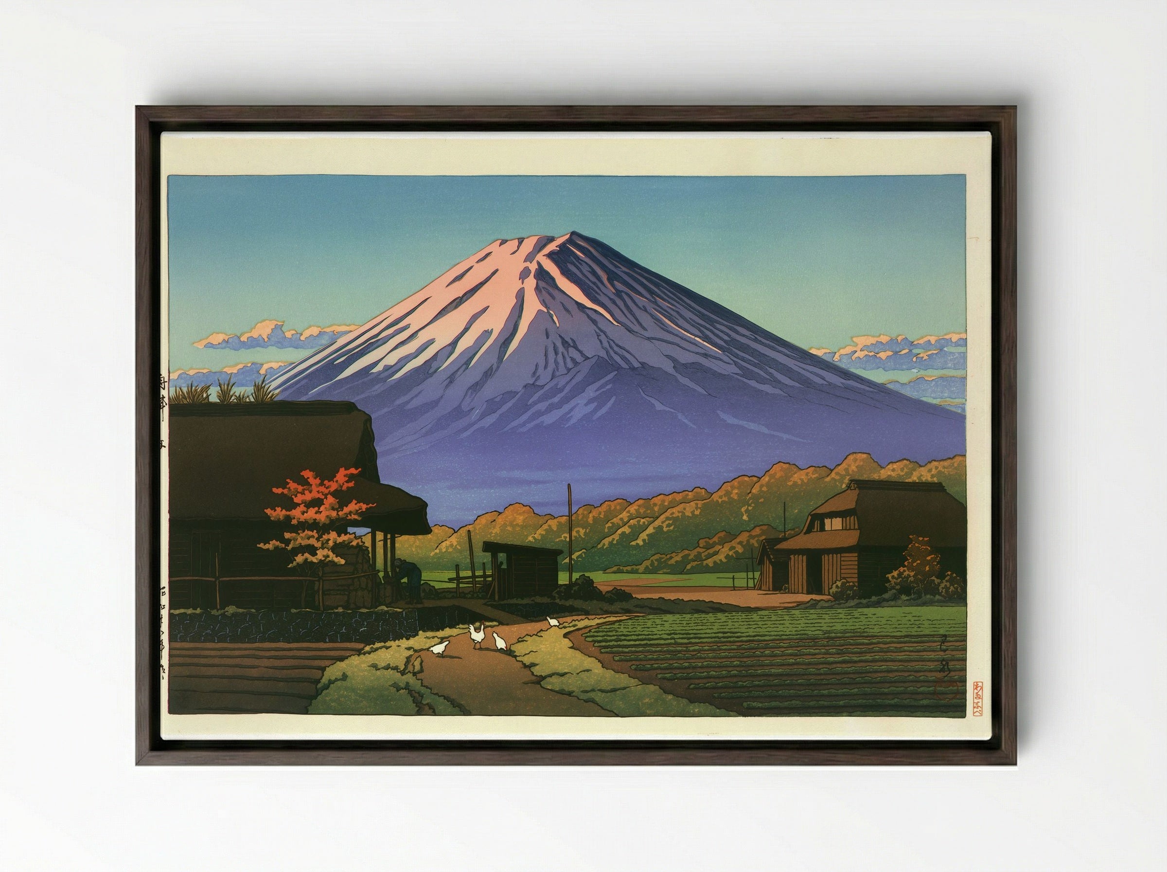 Autumn at Funatsu, Near Lake Kawaguchi - Hasui Kawase - Framed Canvas Dark Wood