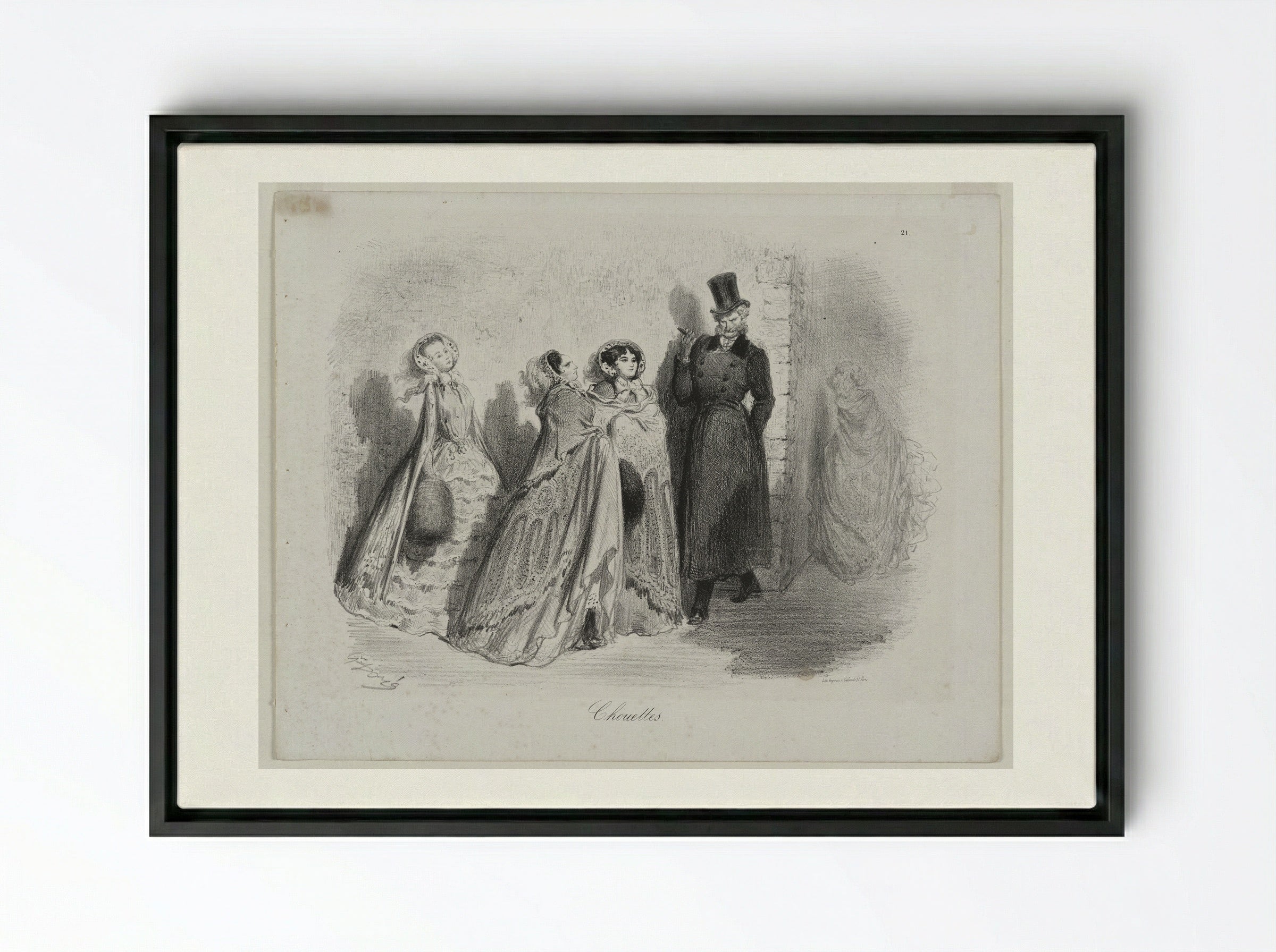 Chouettes (Owls) - Gustave Doré - Framed Canvas Black