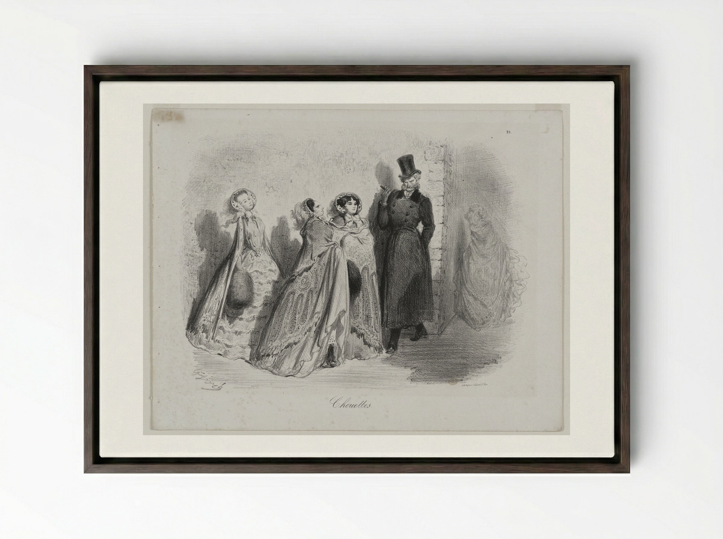 Chouettes (Owls) - Gustave Doré - Framed Canvas Dark Wood