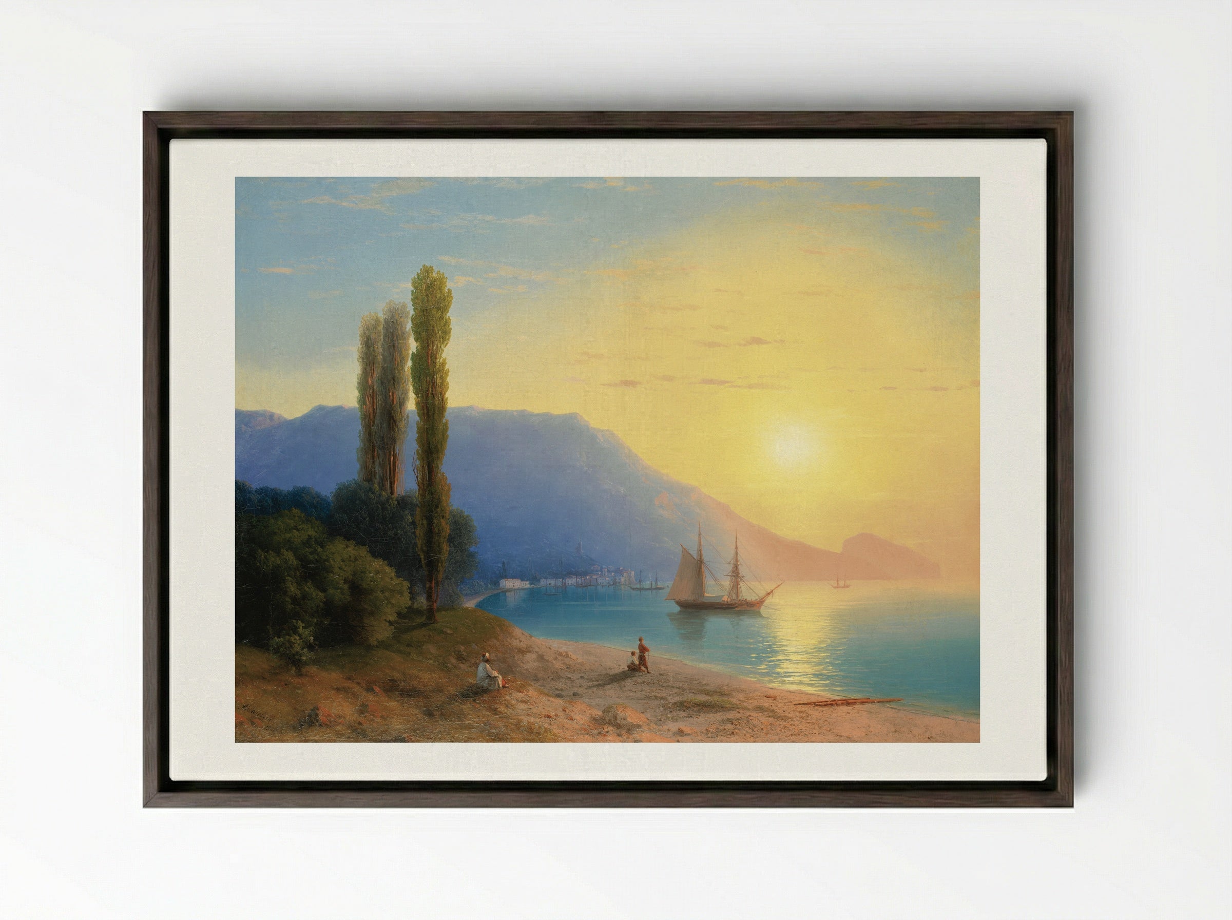 The Sunset - Ivan Aivazovsky - Framed Canvas Dark Wood