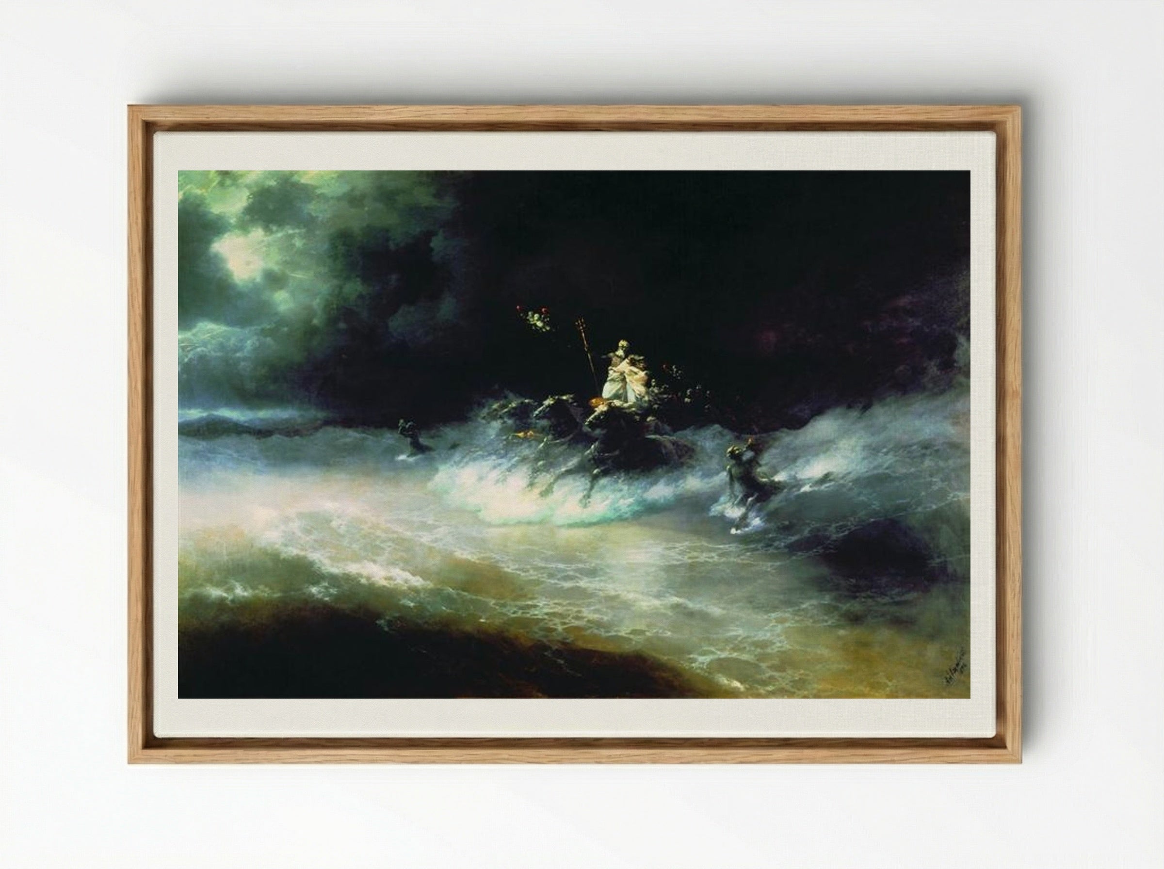 Travel of Poseidon by Sea - Ivan Aivazovsky - Framed Canvas Wood