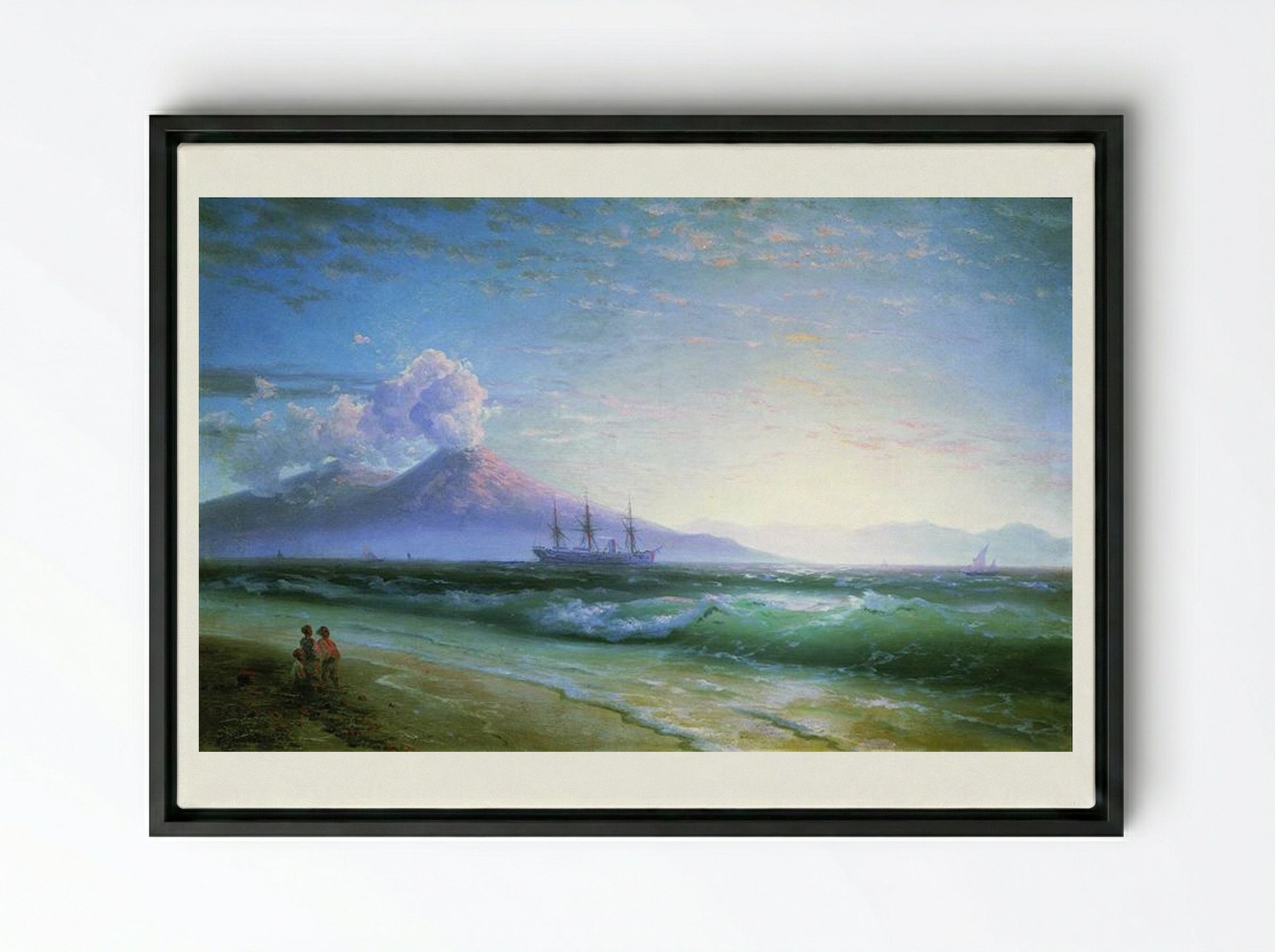 The Bay of Naples early in the morning - Ivan Aivazovsky - Framed Canvas Black