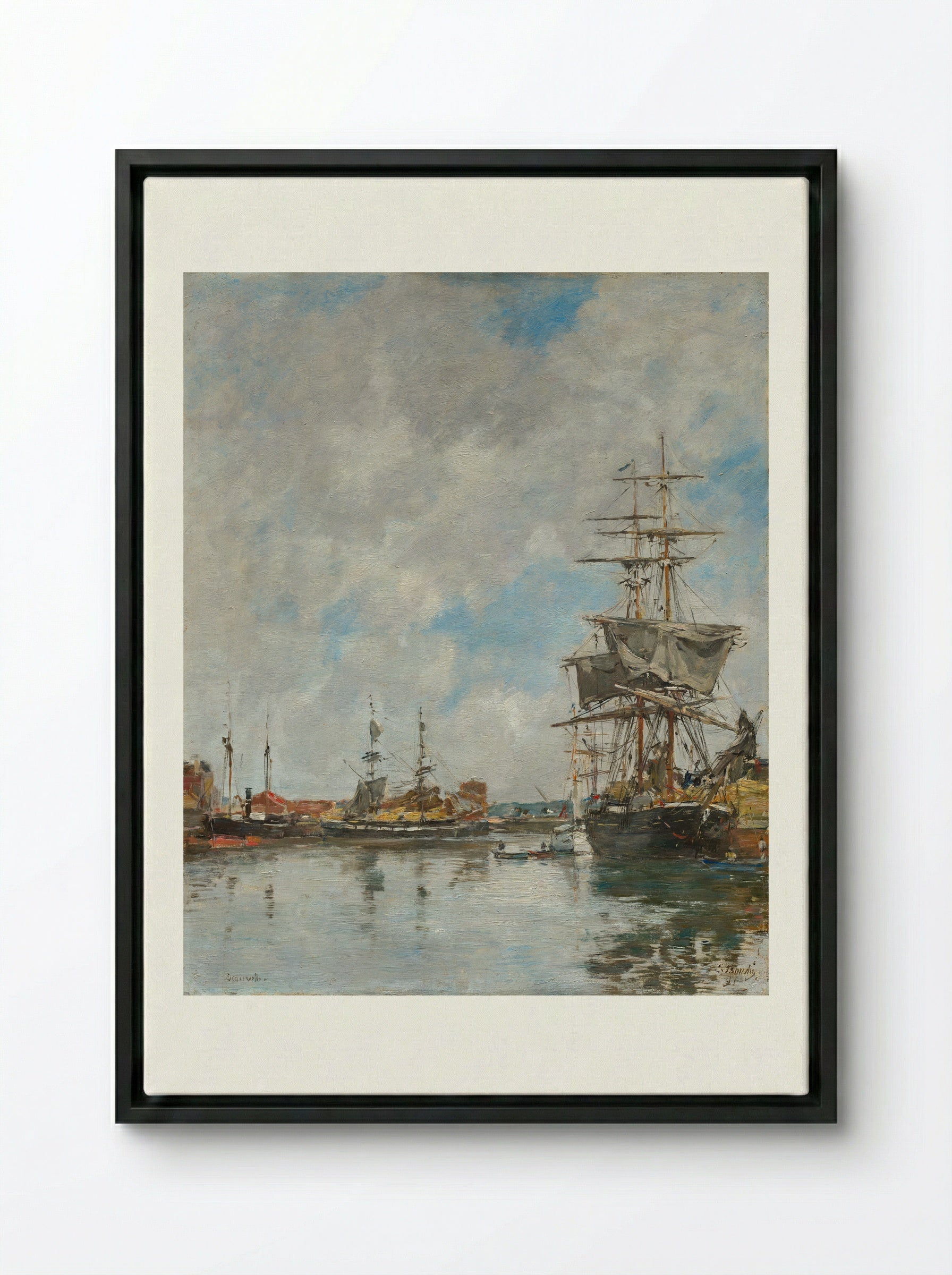 Deauville, the Dock - Eugène Boudin - Framed Canvas Black