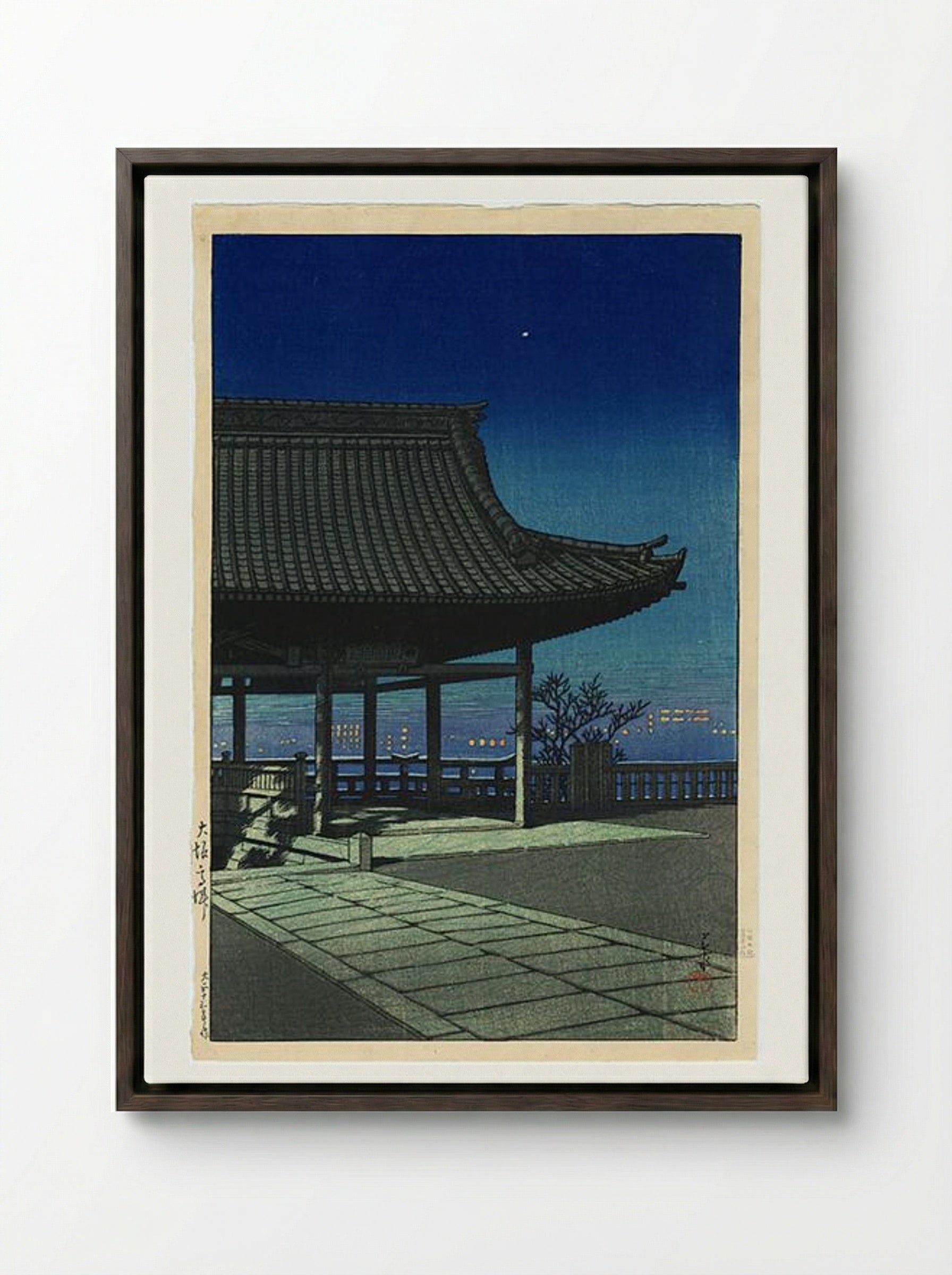 Kozu, Osaka - Hasui Kawase - Framed Canvas Dark Wood