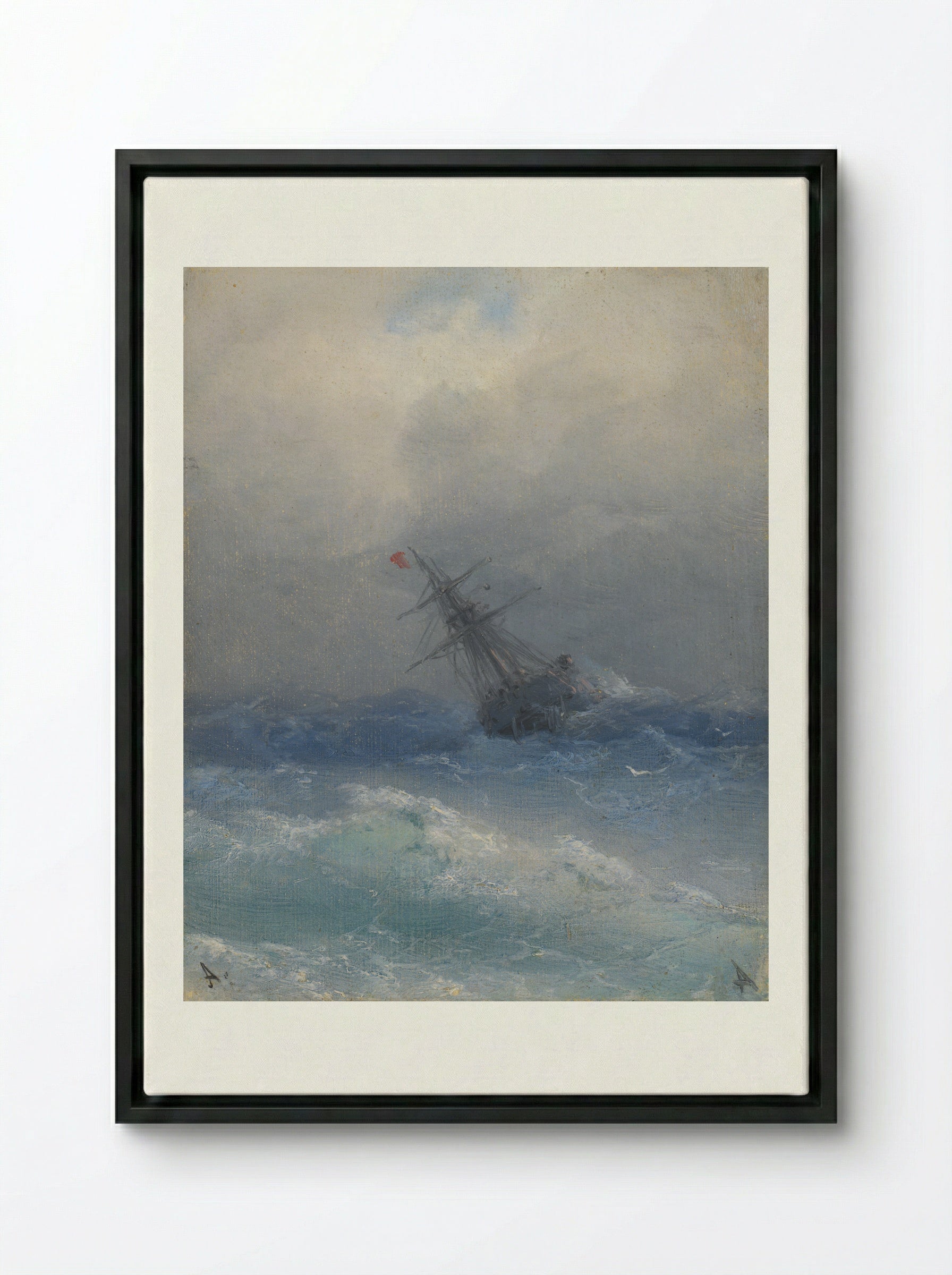 The Shipwreck - Ivan Aivazovsky - Framed Canvas Black