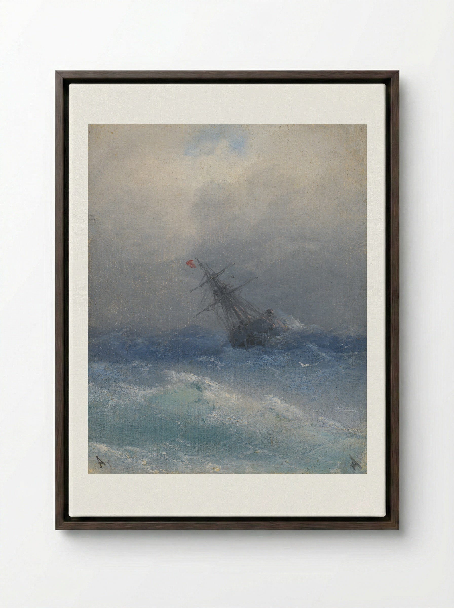 The Shipwreck - Ivan Aivazovsky - Framed Canvas Dark Wood