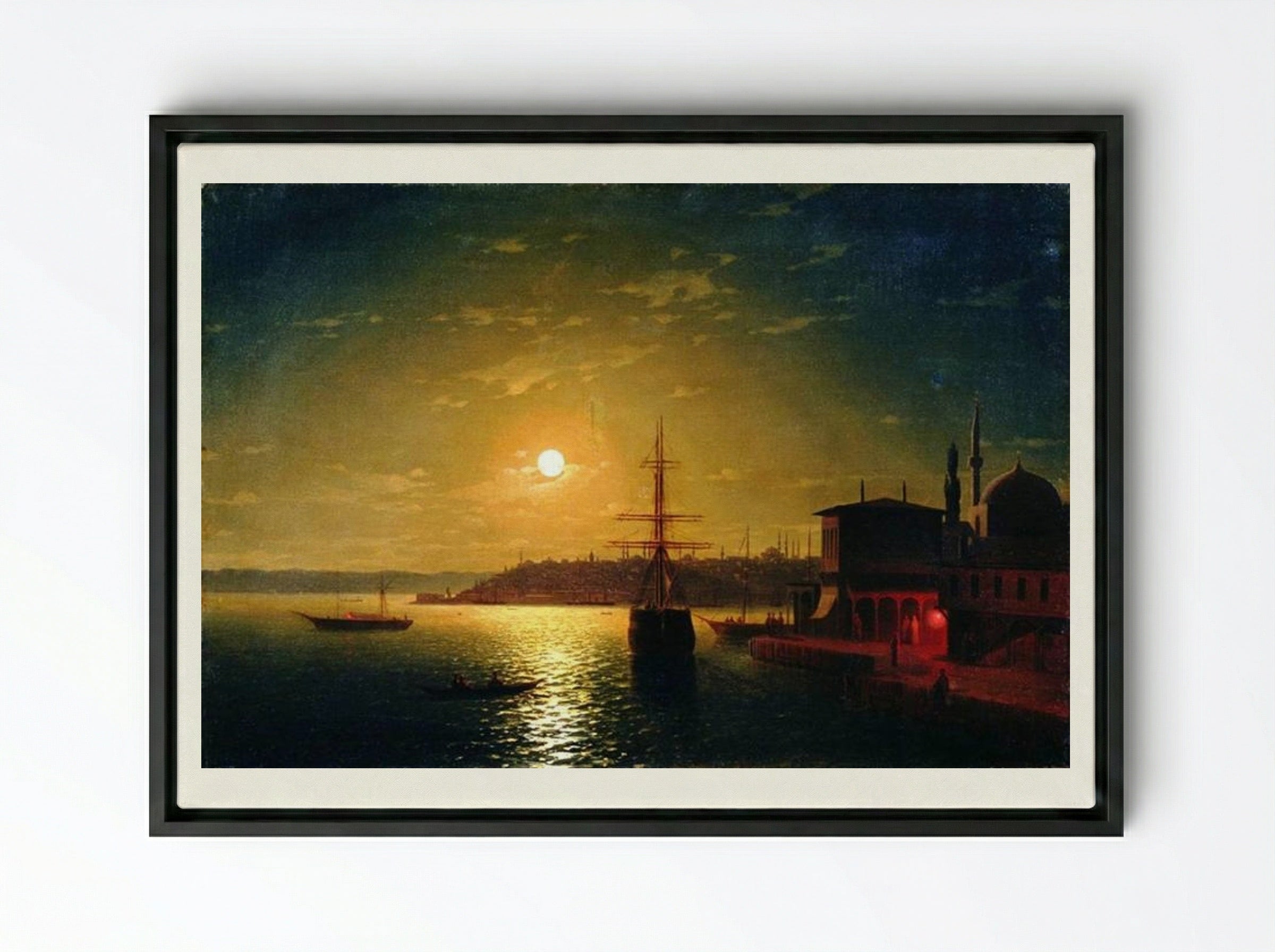 The Bay of the Golden Horn - Ivan Aivazovsky - Framed Canvas Black