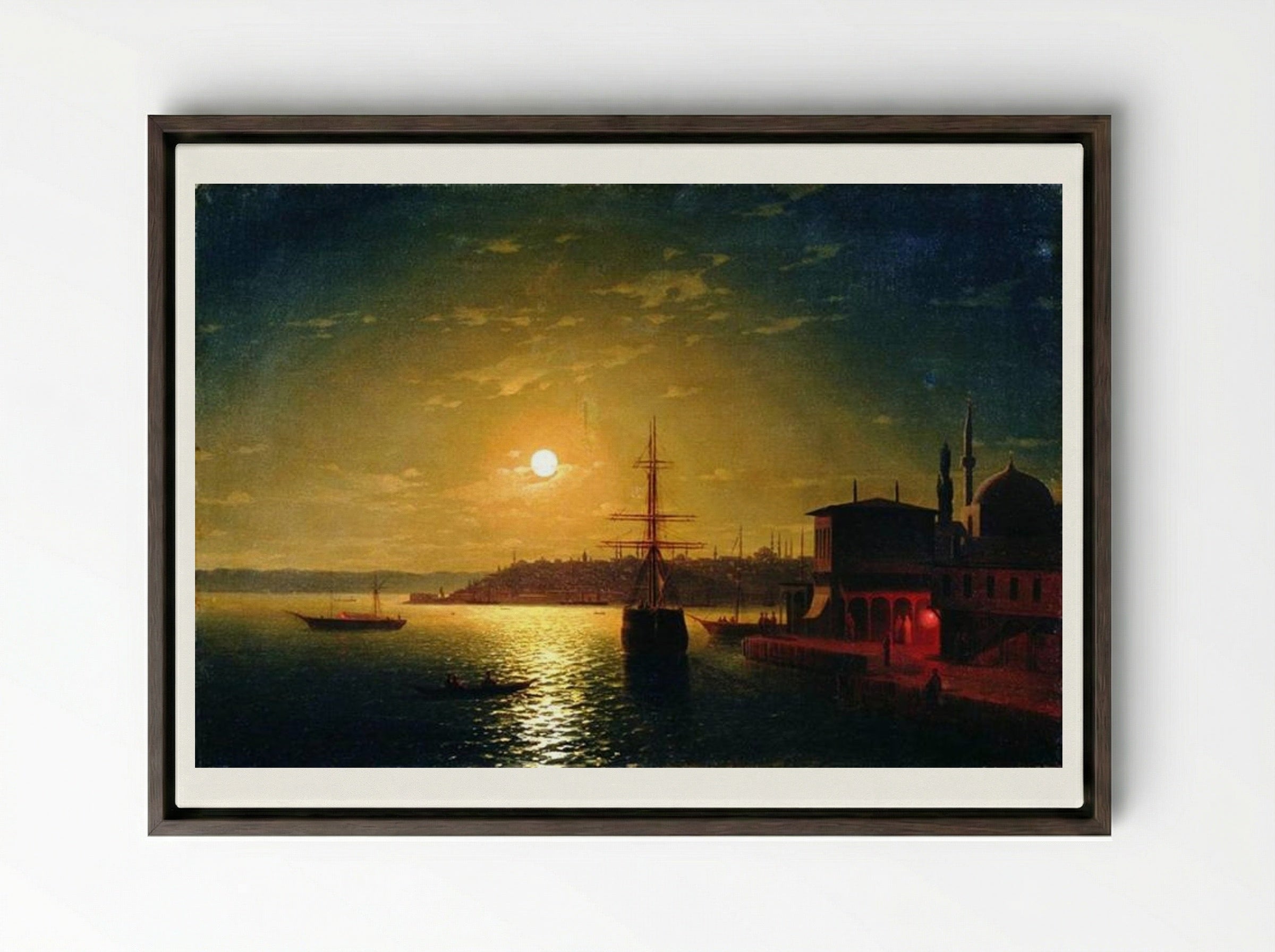 The Bay of the Golden Horn - Ivan Aivazovsky - Framed Canvas Dark Wood