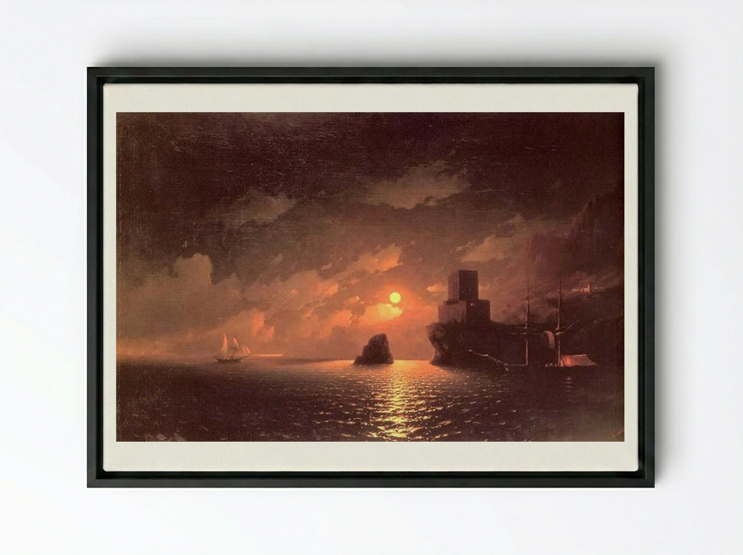 Lunar Night - Ivan Aivazovsky - Framed Canvas Black