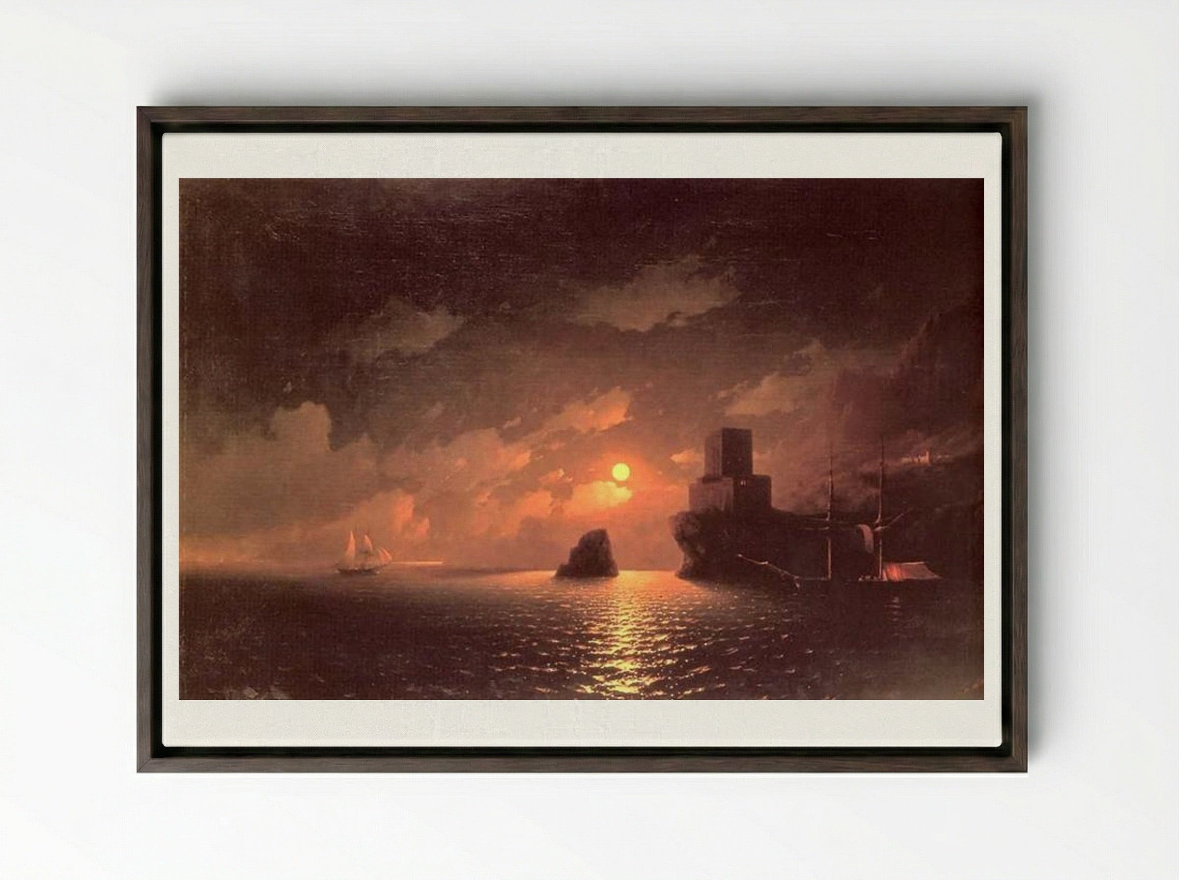 Lunar Night - Ivan Aivazovsky - Framed Canvas Dark Wood