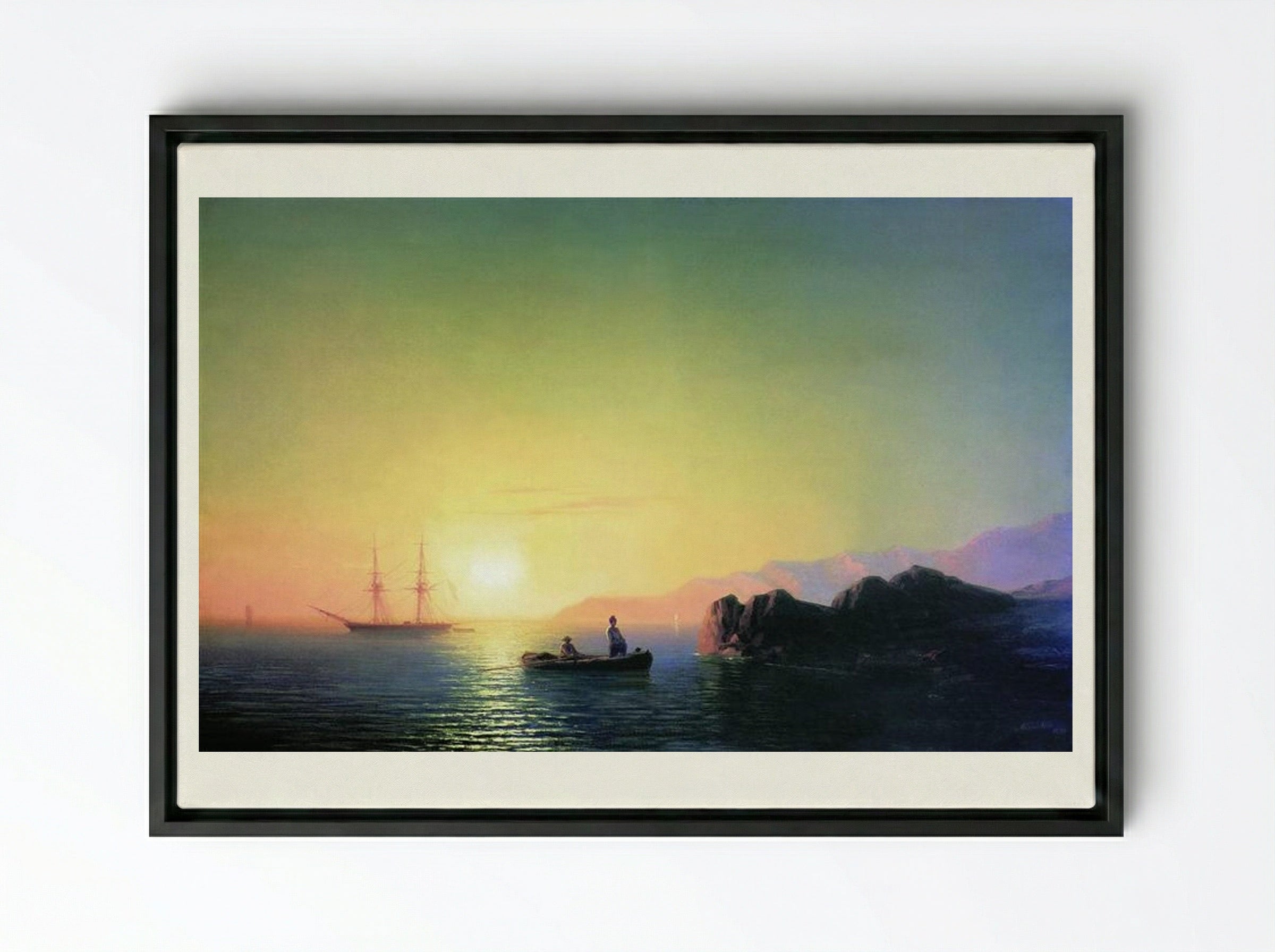 Sunset at the Crimean Coast - Ivan Aivazovsky - Framed Canvas Black