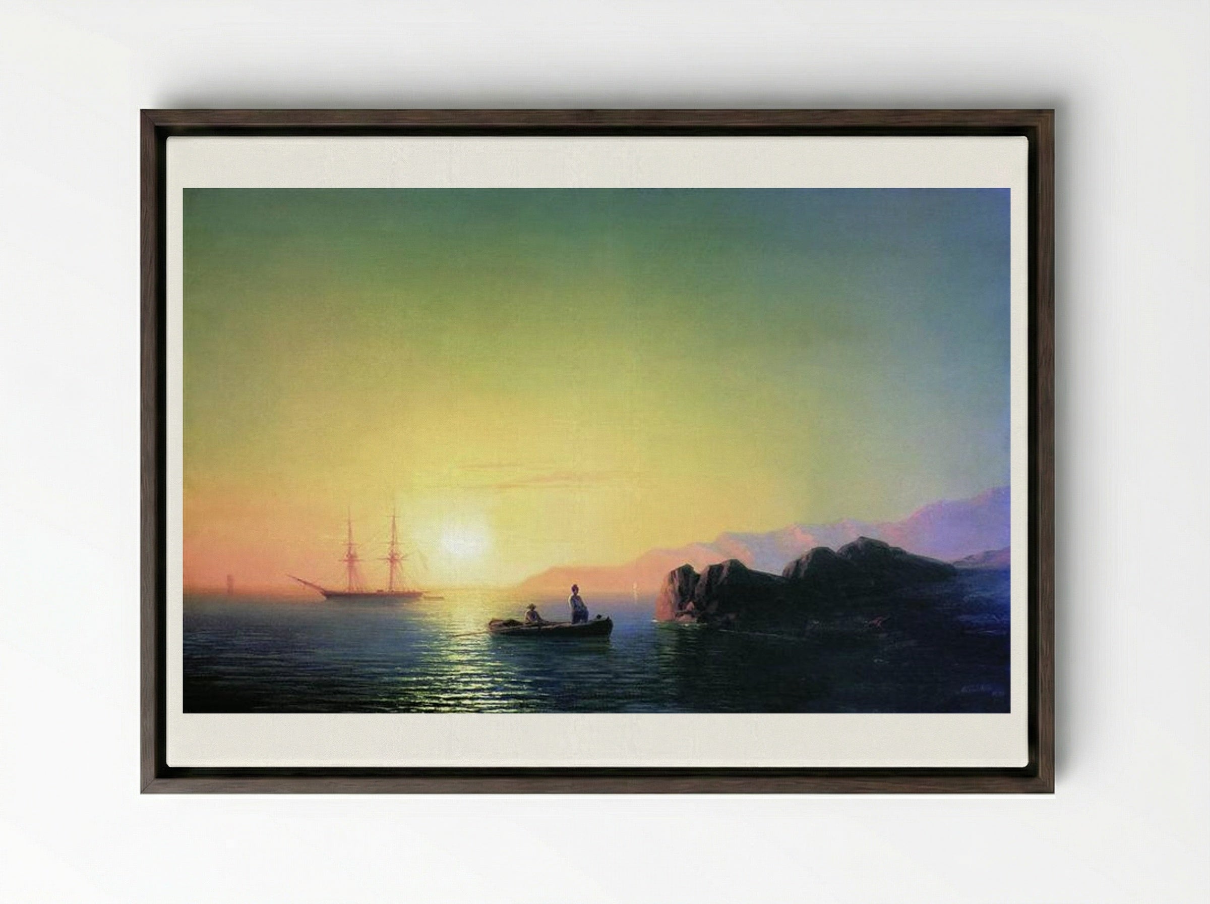 Sunset at the Crimean Coast - Ivan Aivazovsky - Framed Canvas Dark Wood