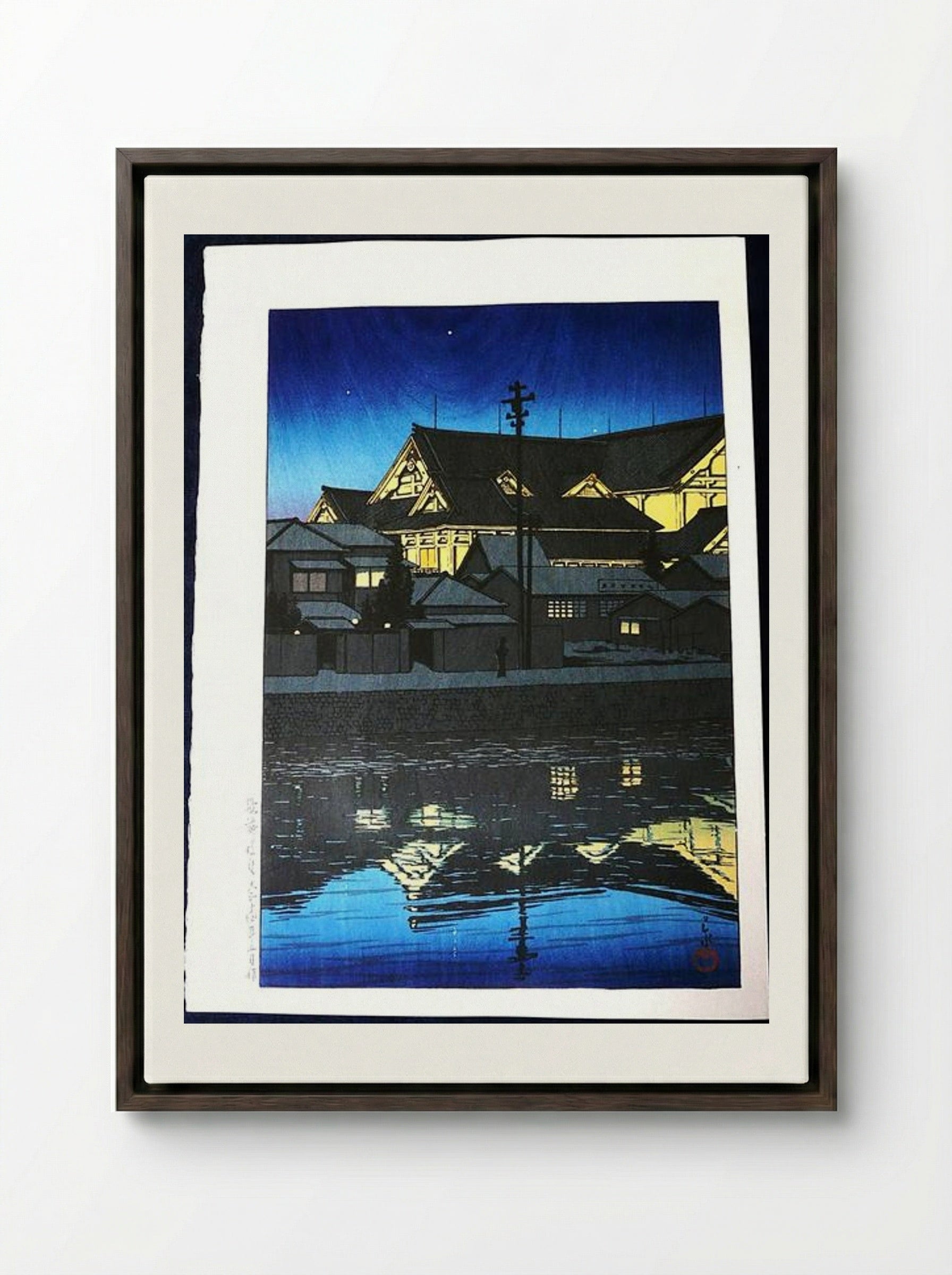 Kabuki Theatre - Hasui Kawase - Framed Canvas Dark Wood