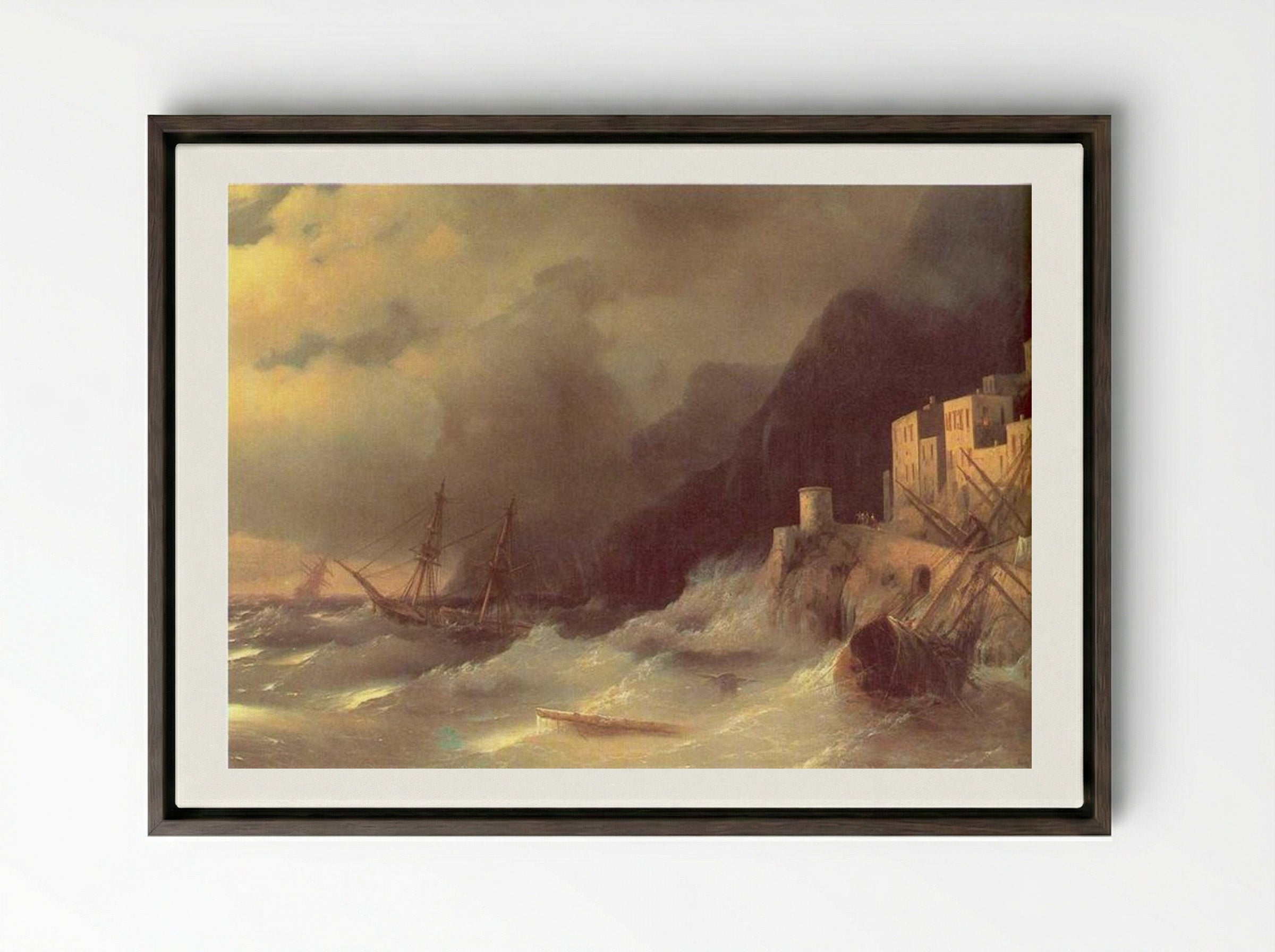 Tempest - Ivan Aivazovsky - Framed Canvas Dark Wood