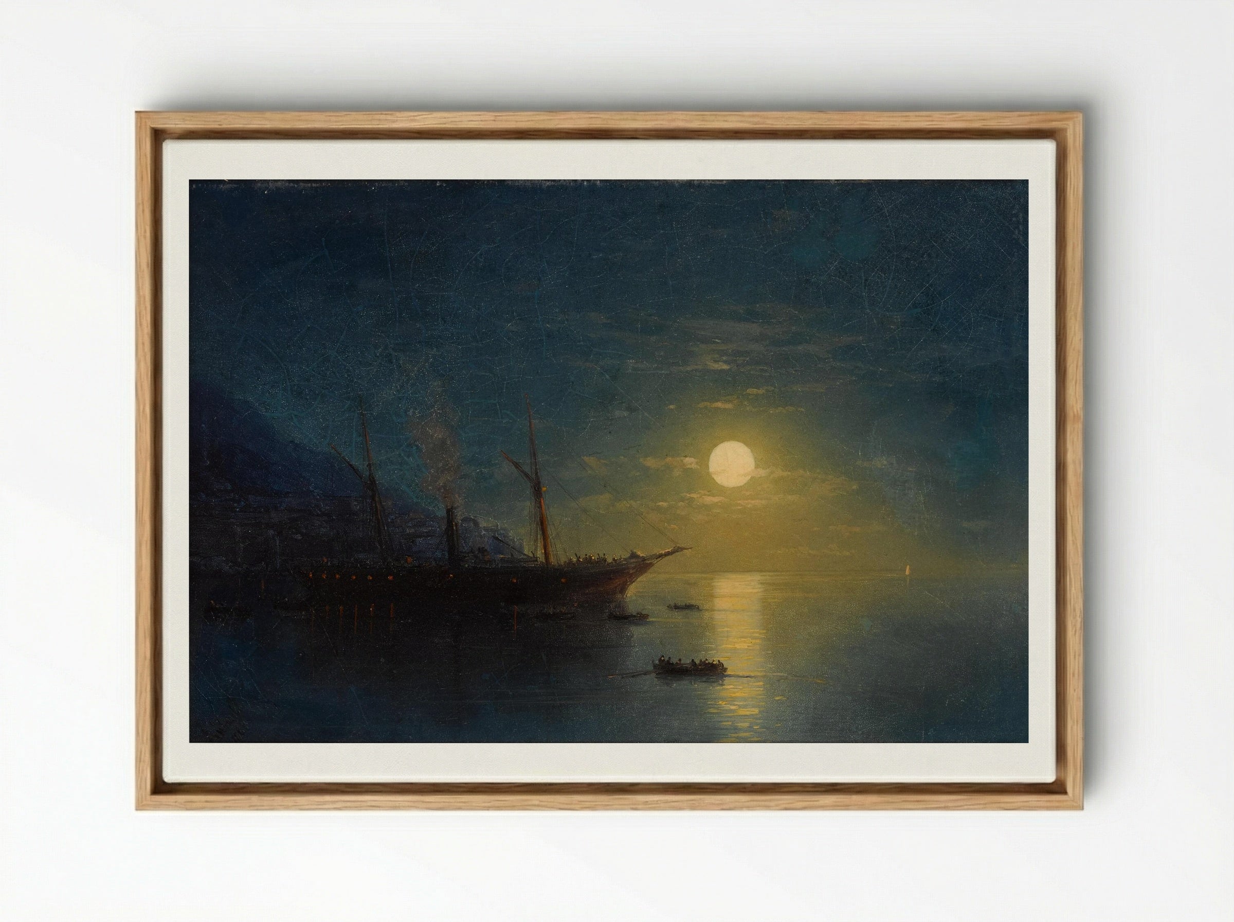 Moonlit Night Beside the Sea - Ivan Aivazovsky - Framed Canvas Wood