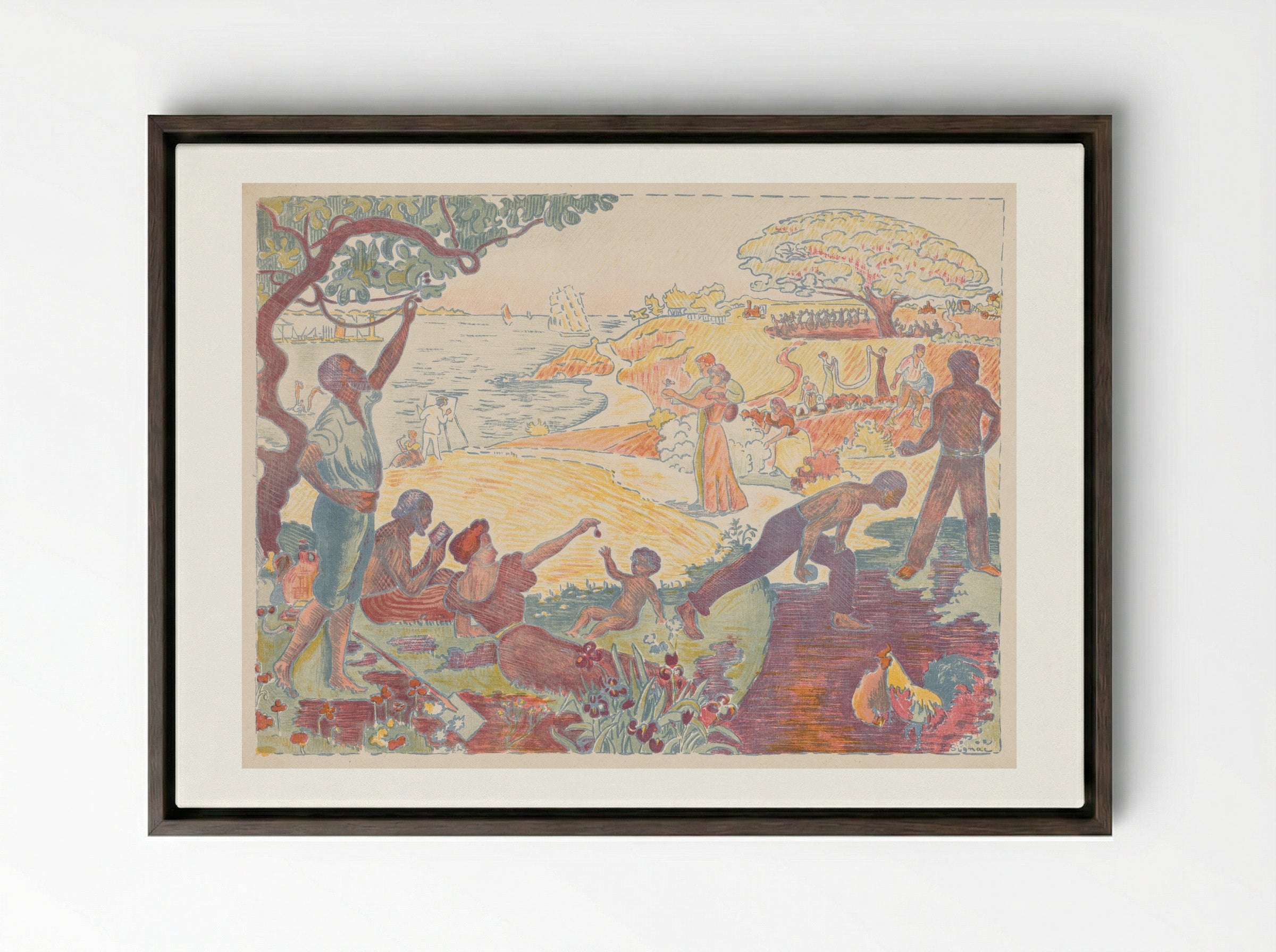 In the Time of Harmony - Paul Signac - Framed Canvas Dark Wood