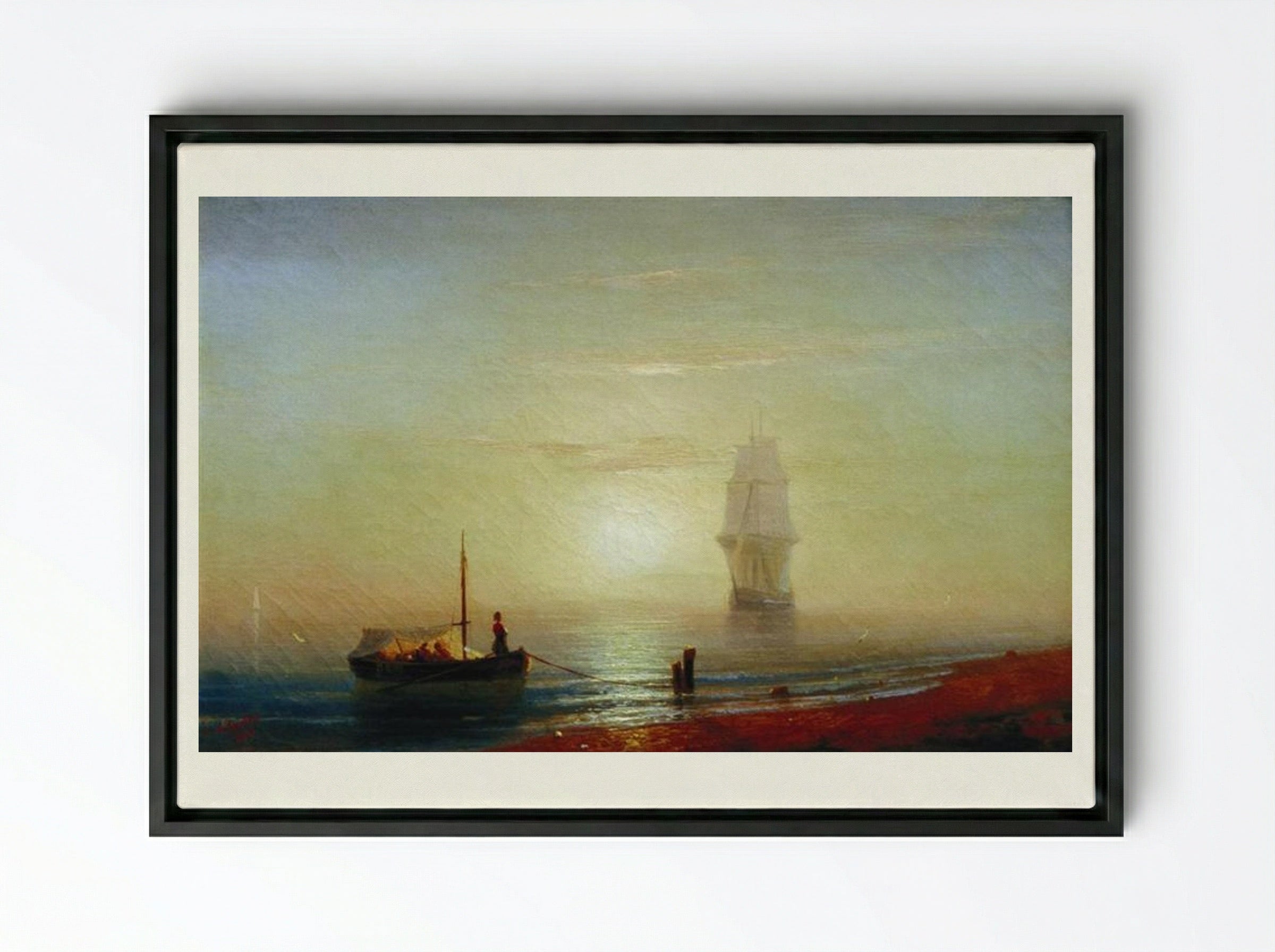 The Sunset on the Sea - Ivan Aivazovsky - Framed Canvas Black