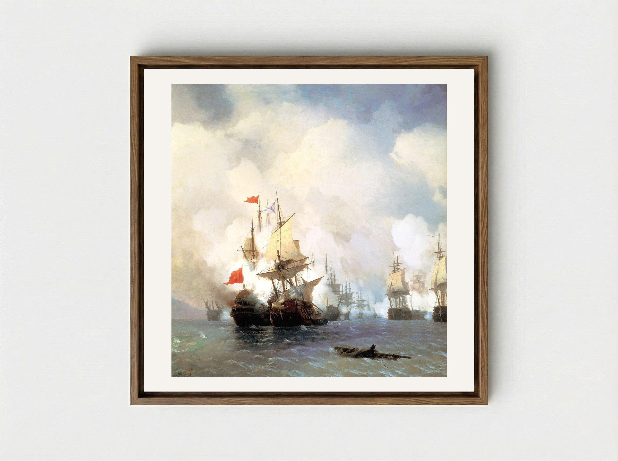 Battle of Chios on 24 June, 1770 - Ivan Aivazovsky - Framed Canvas Wood
