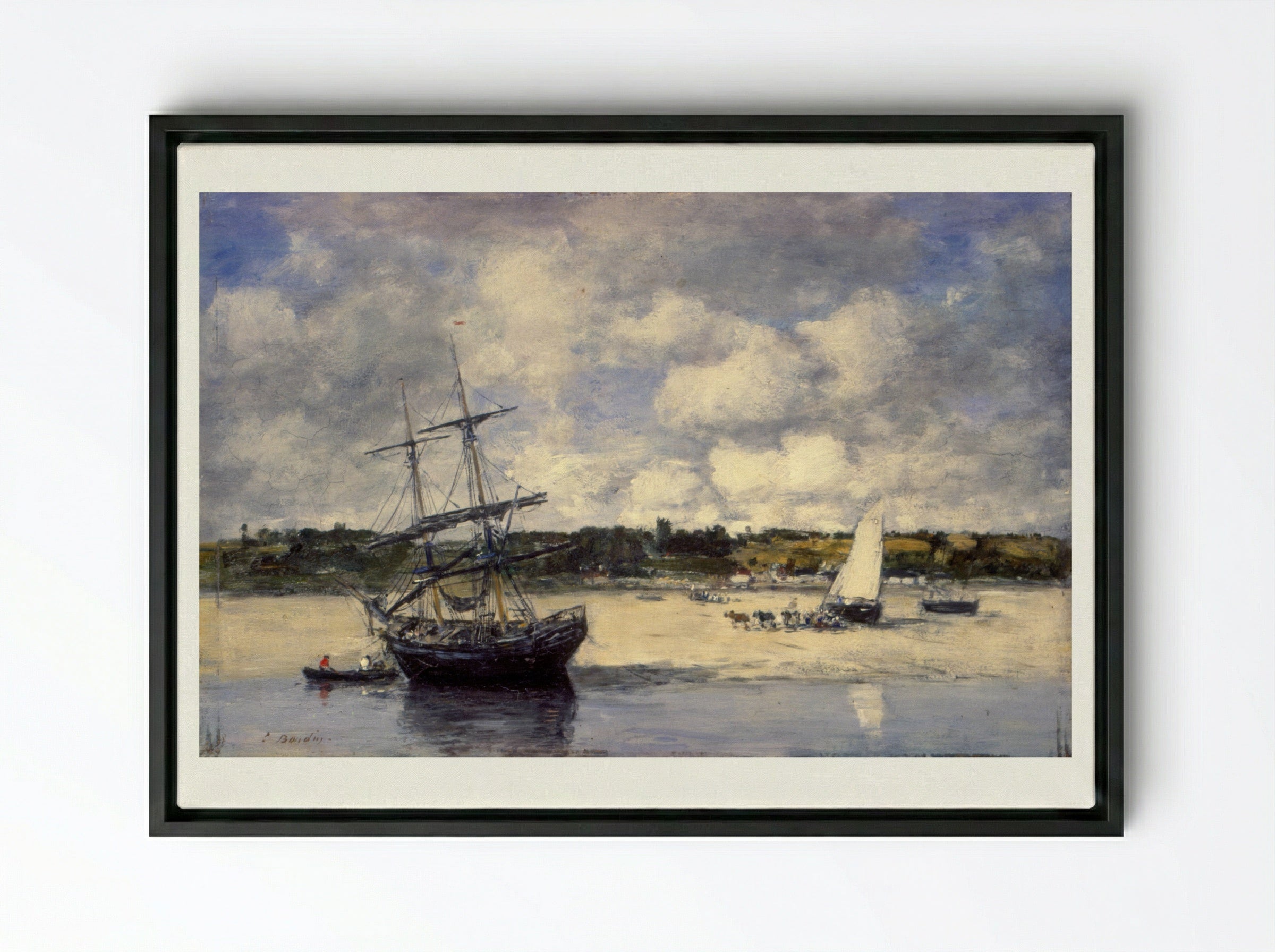 Portrieux - Eugène Boudin - Framed Canvas Black