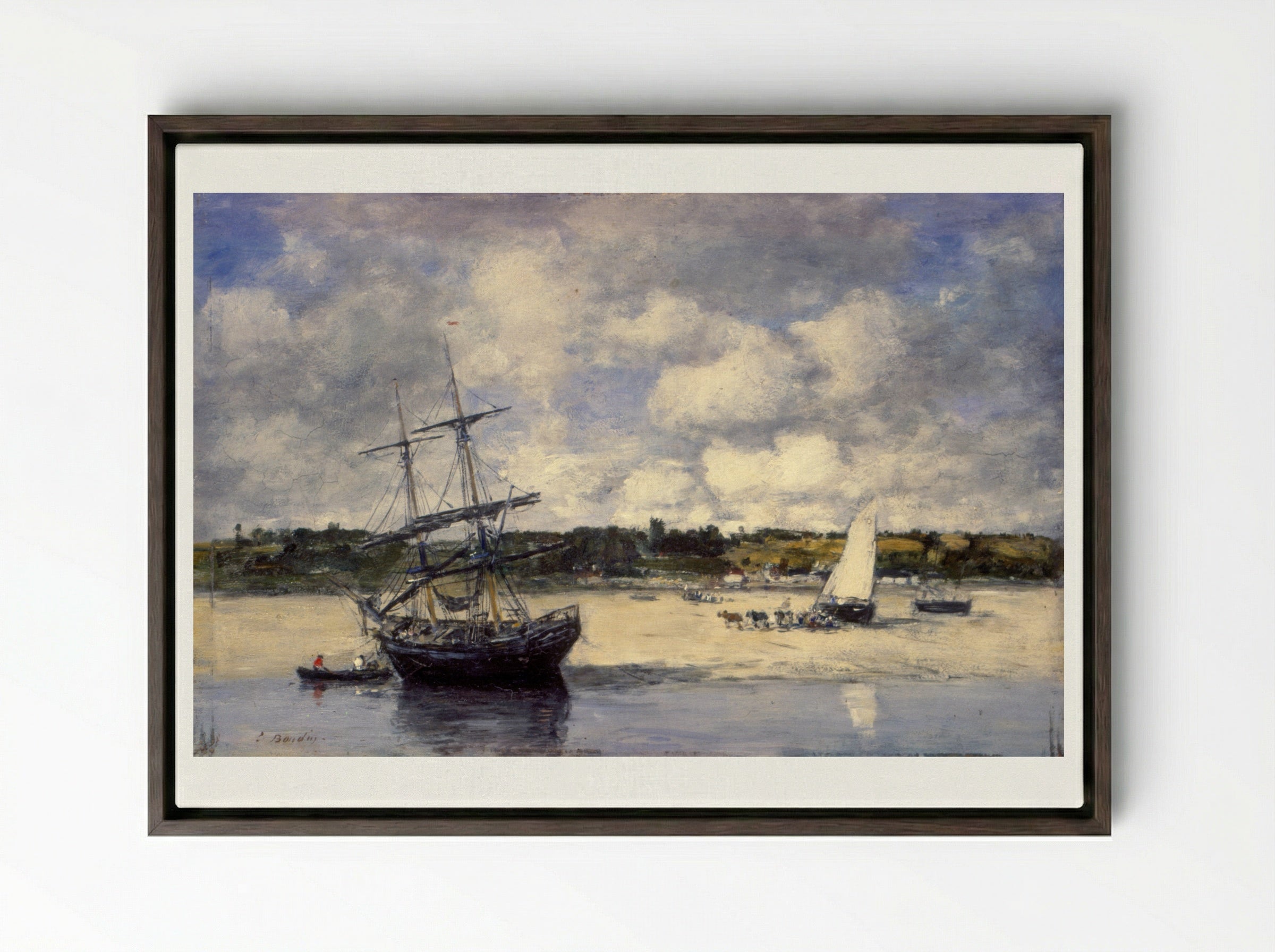 Portrieux - Eugène Boudin - Framed Canvas Dark Wood
