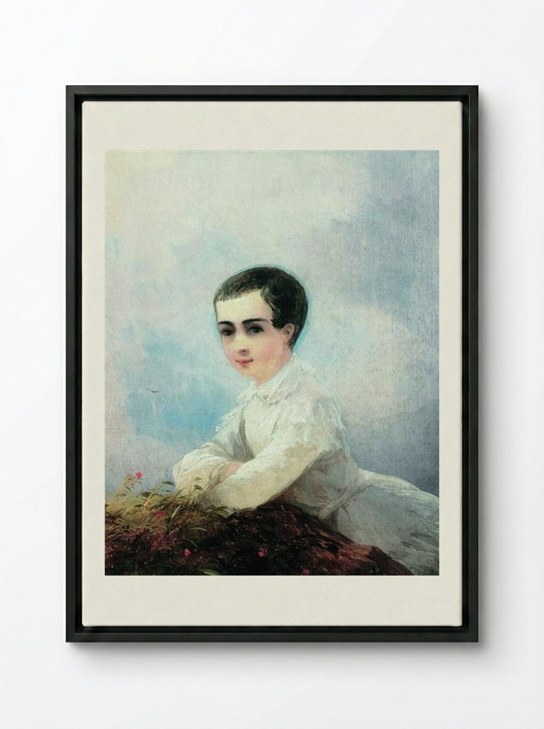 Portrait of I. Lazarev - Ivan Aivazovsky - Framed Canvas Black