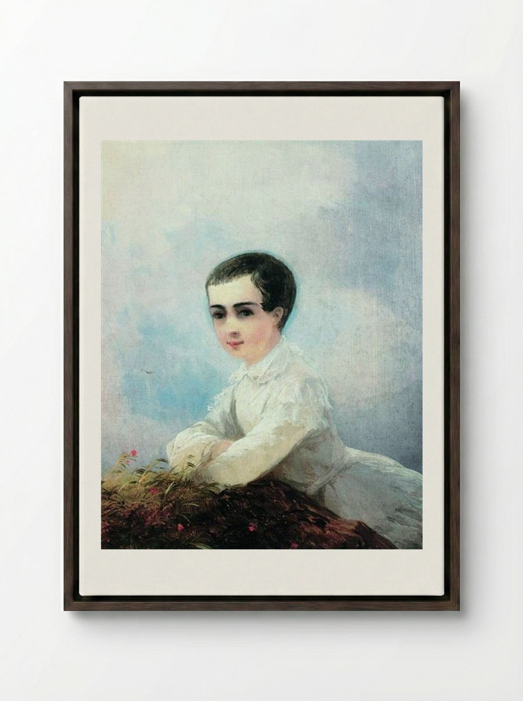 Portrait of I. Lazarev - Ivan Aivazovsky - Framed Canvas Dark Wood