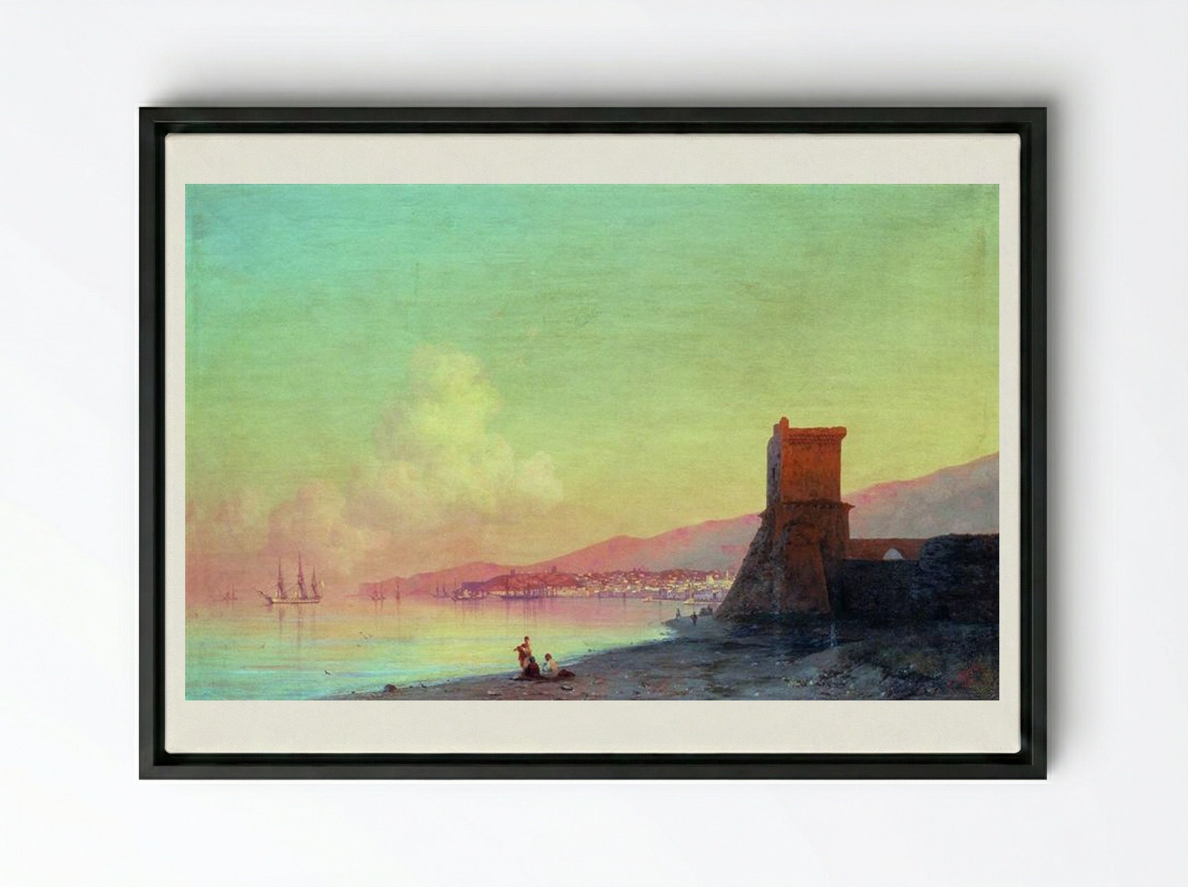 Sunrise in Feodosia - Ivan Aivazovsky - Framed Canvas Black