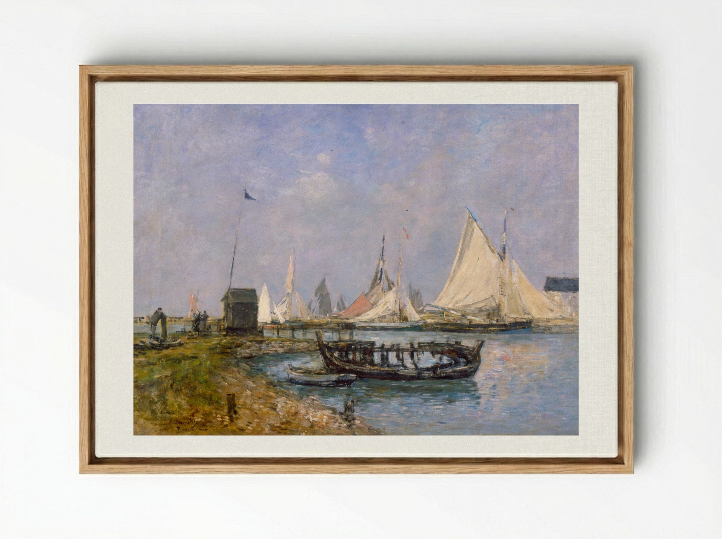 Entrance to the Port of Trouville - Eugène Boudin - Framed Canvas Wood