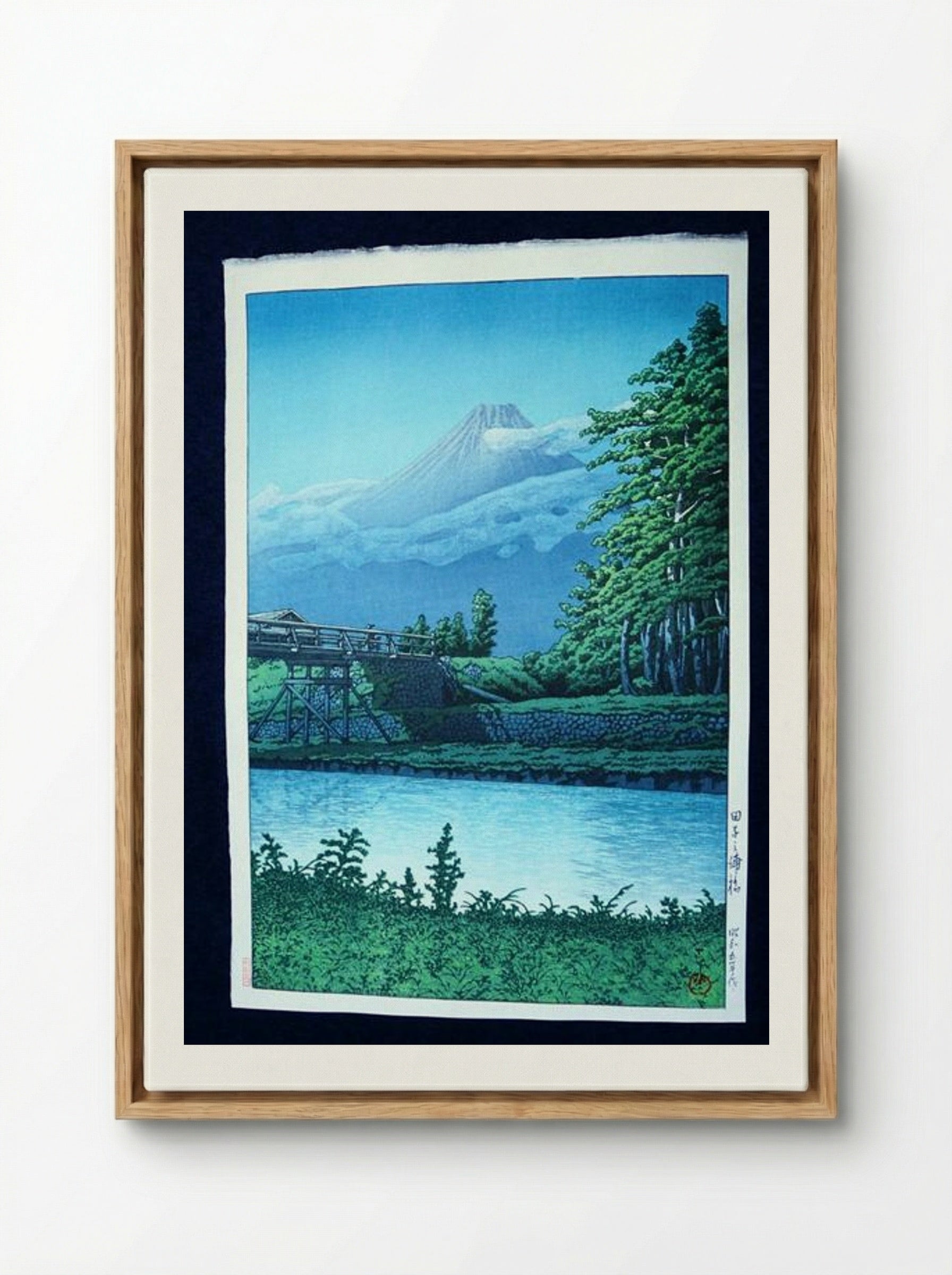 Mount Fuji from Taganora Bridge - Hasui Kawase - Framed Canvas Wood