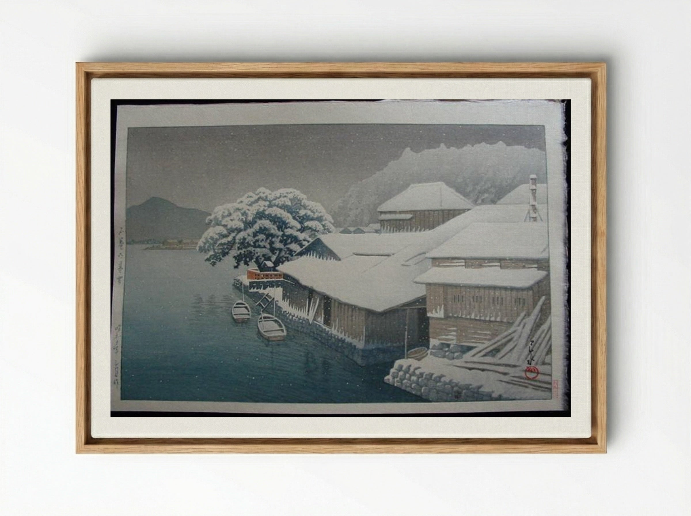 Snow at Ishinomaki - Hasui Kawase - Framed Canvas Wood