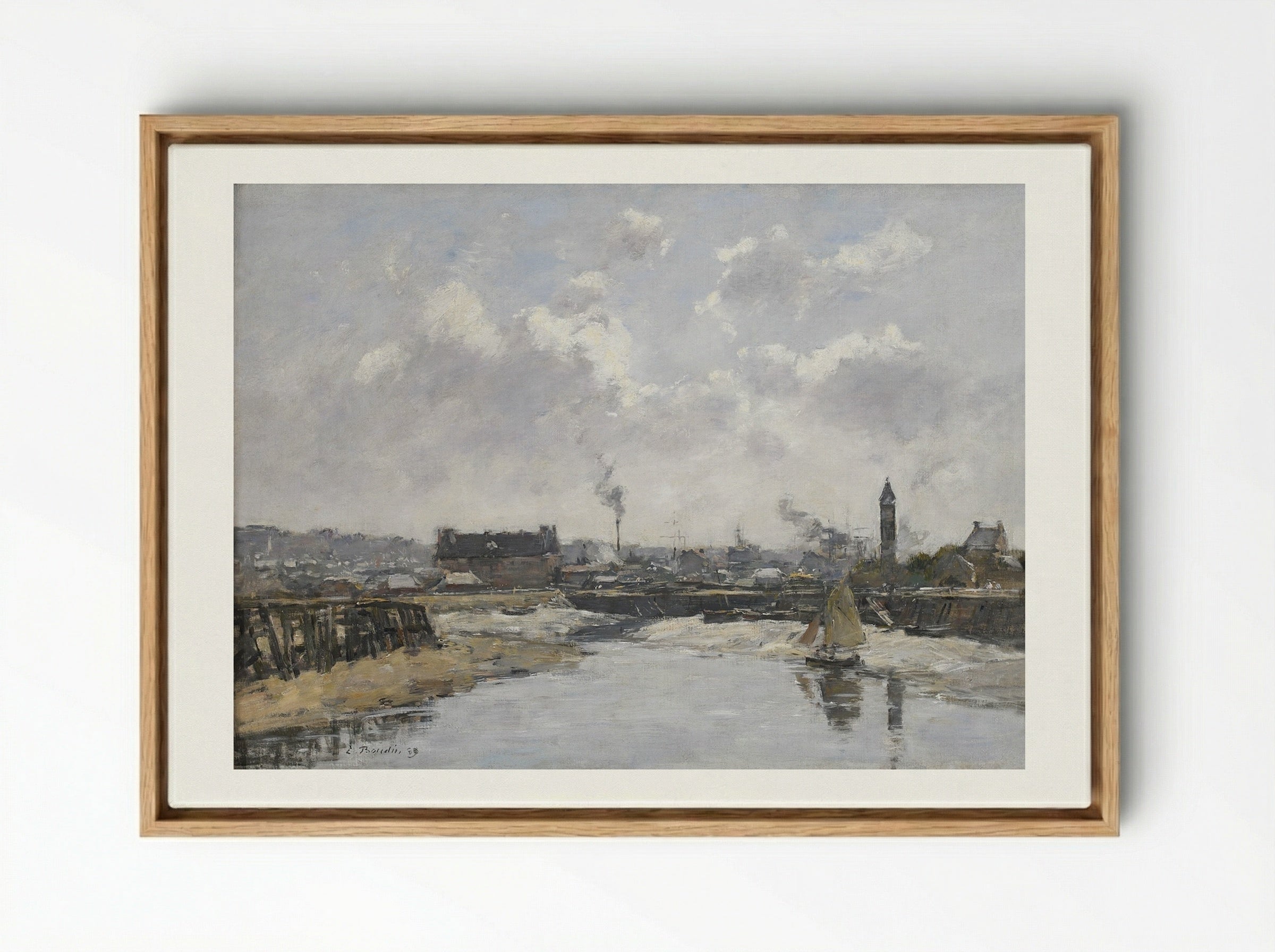 Trouville, the Port at Low Tide - Eugène Boudin - Framed Canvas Wood