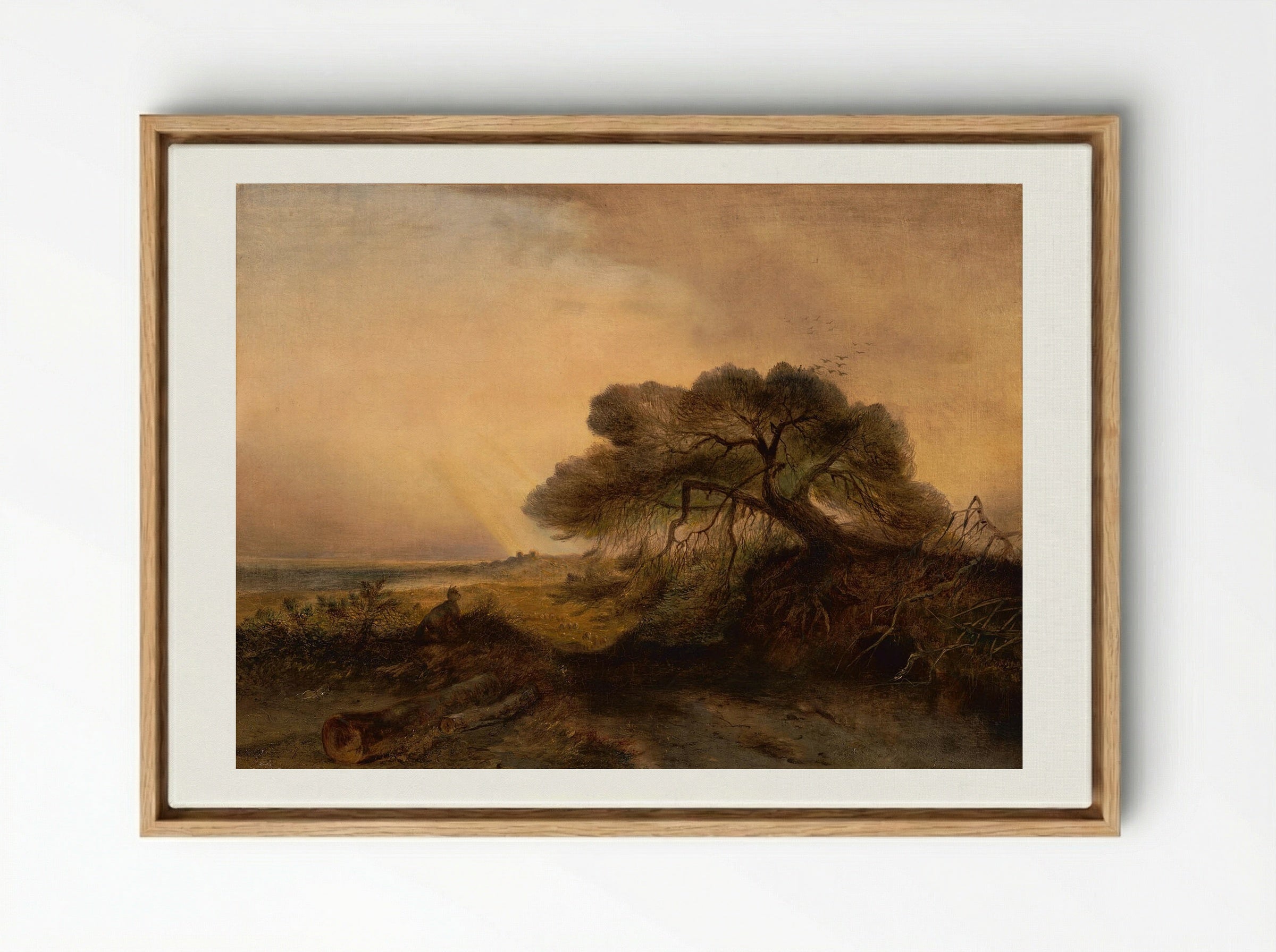 Liggende man met hond - Johannes Tavenraat - Framed Canvas Wood