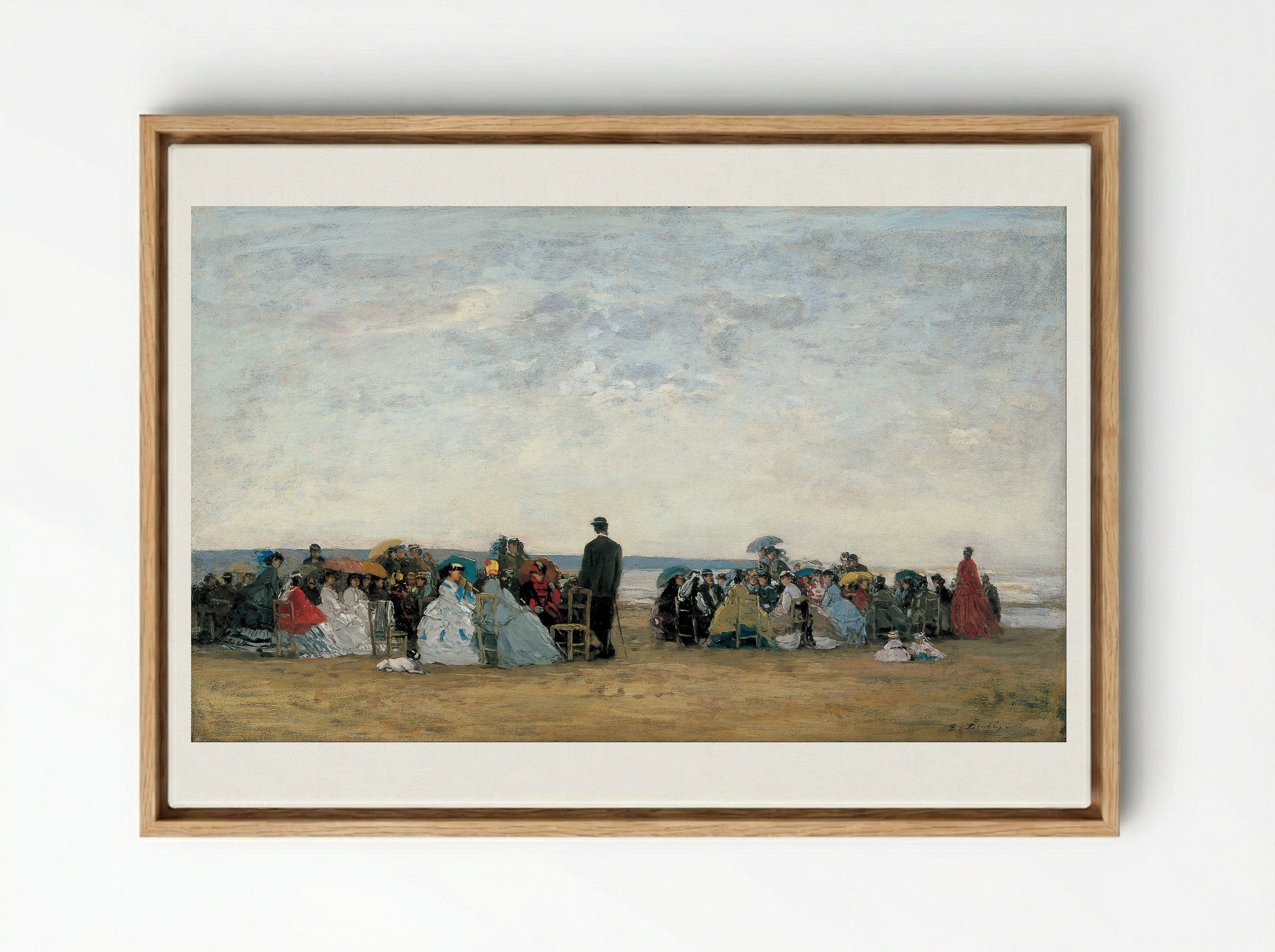 The Beach at Trouville - Eugène Boudin - Framed Canvas Wood