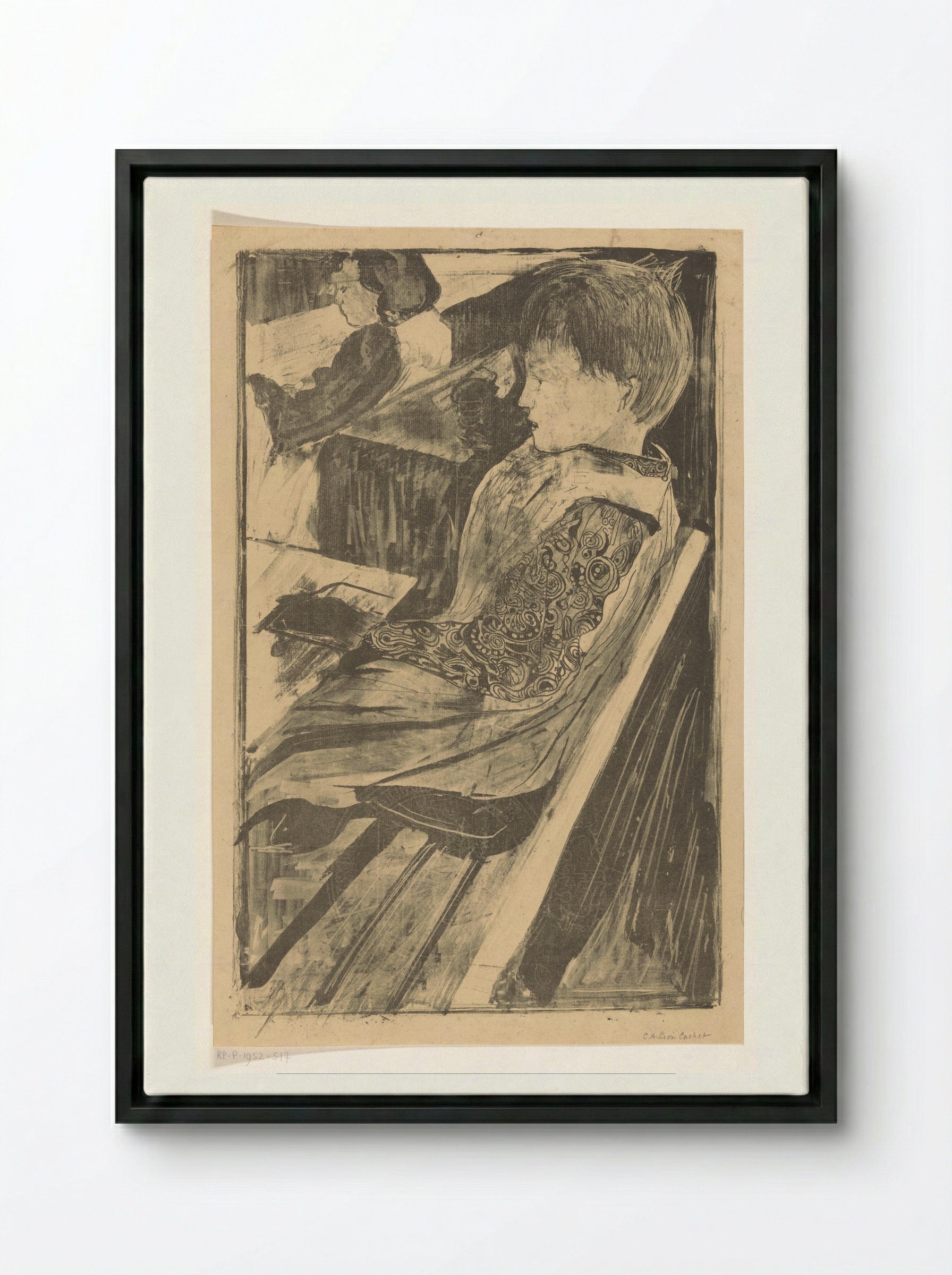 Kinderen in schoolbanken - Carel Adolph Lion Cachet - Framed Canvas Black