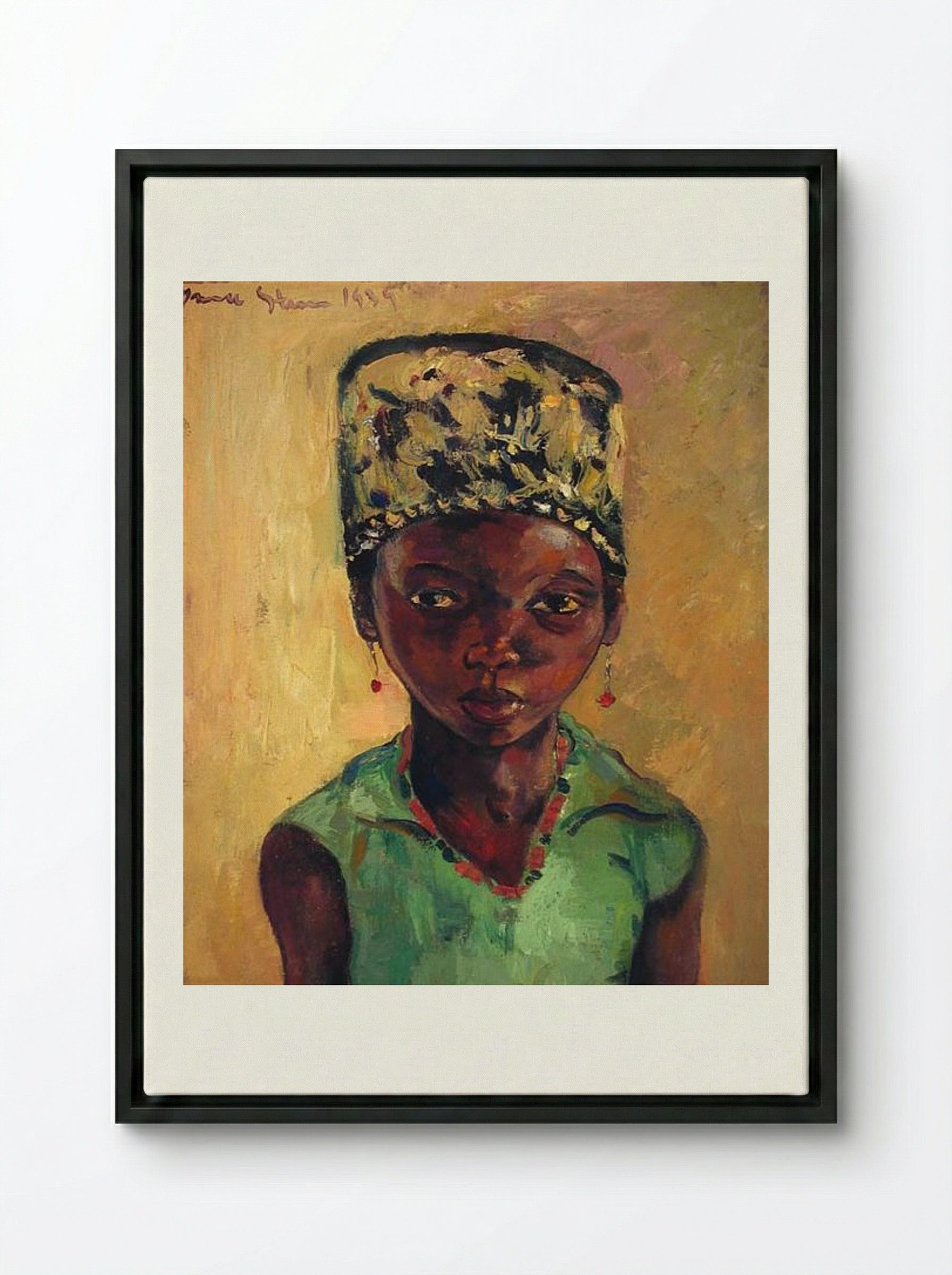Portrait of a Young Girl - Irma Stern - Framed Canvas Black