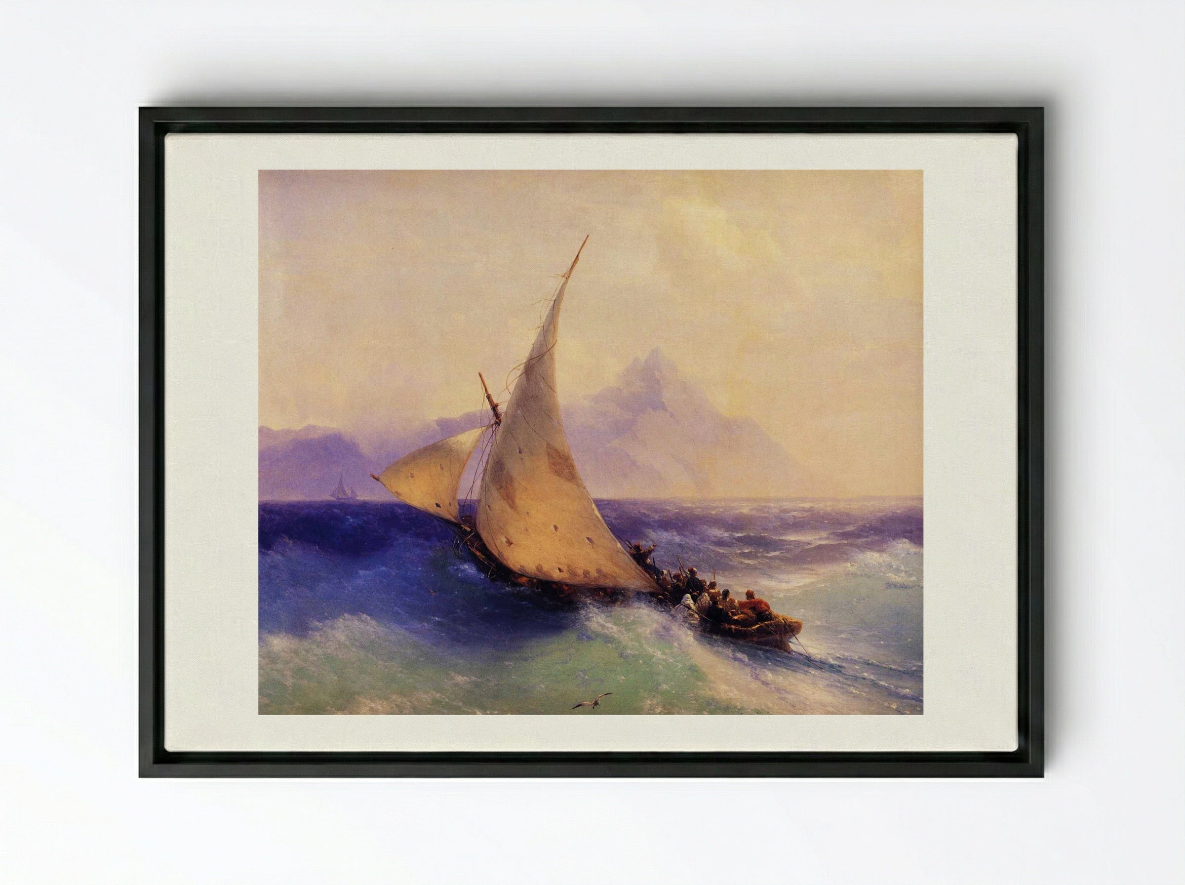 Rescue at Sea - Ivan Aivazovsky - Framed Canvas Black