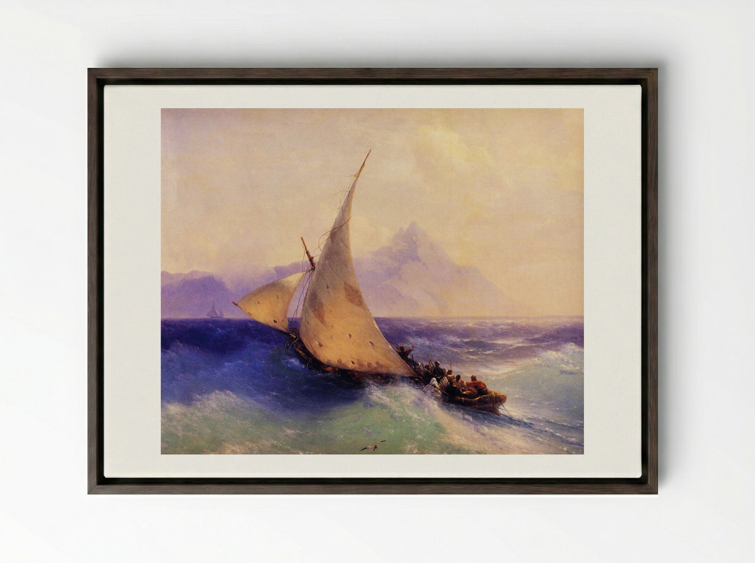 Rescue at Sea - Ivan Aivazovsky - Framed Canvas Dark Wood