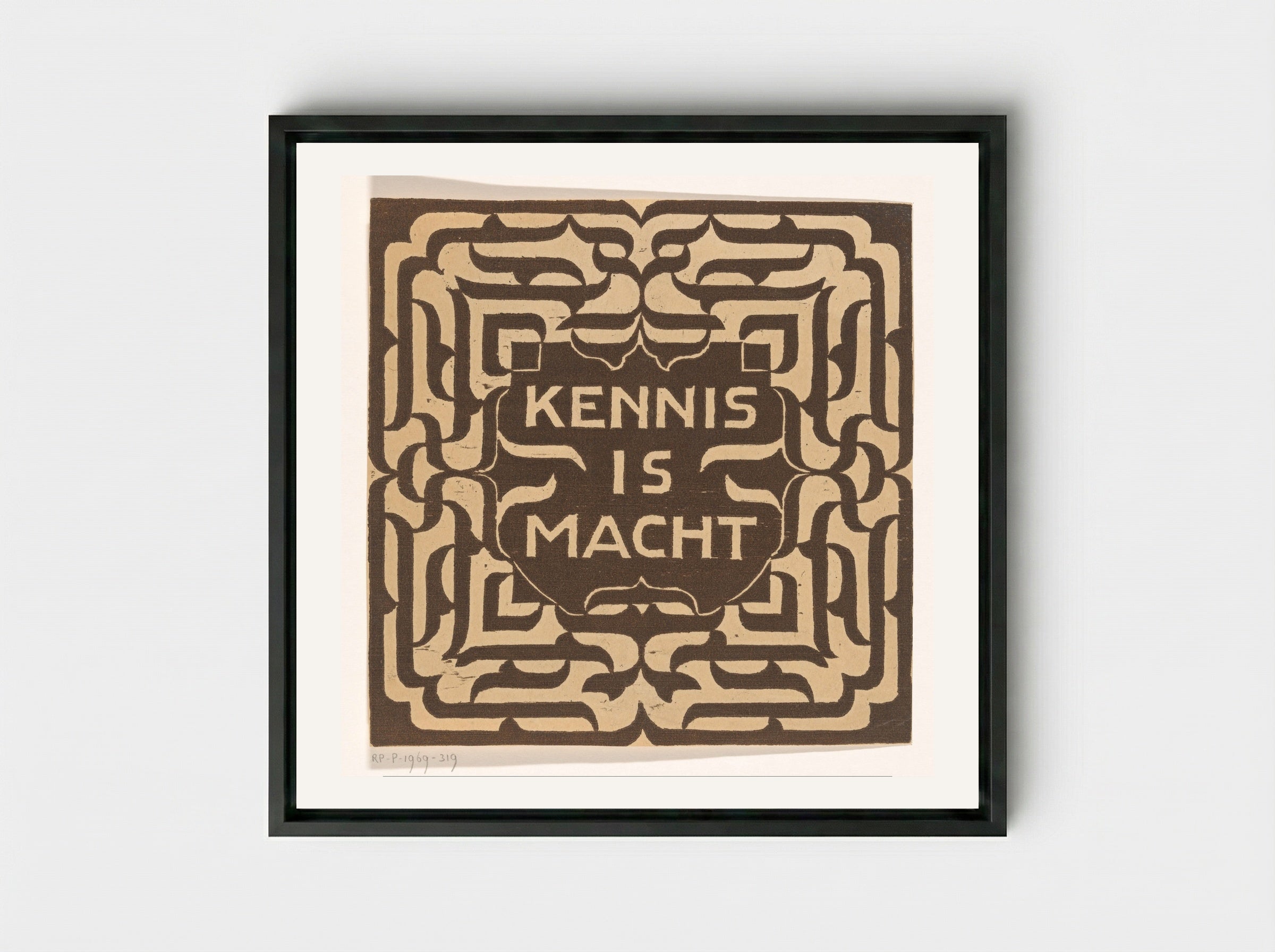 Kennis is macht - Carel Adolph Lion Cachet - Framed Canvas Black