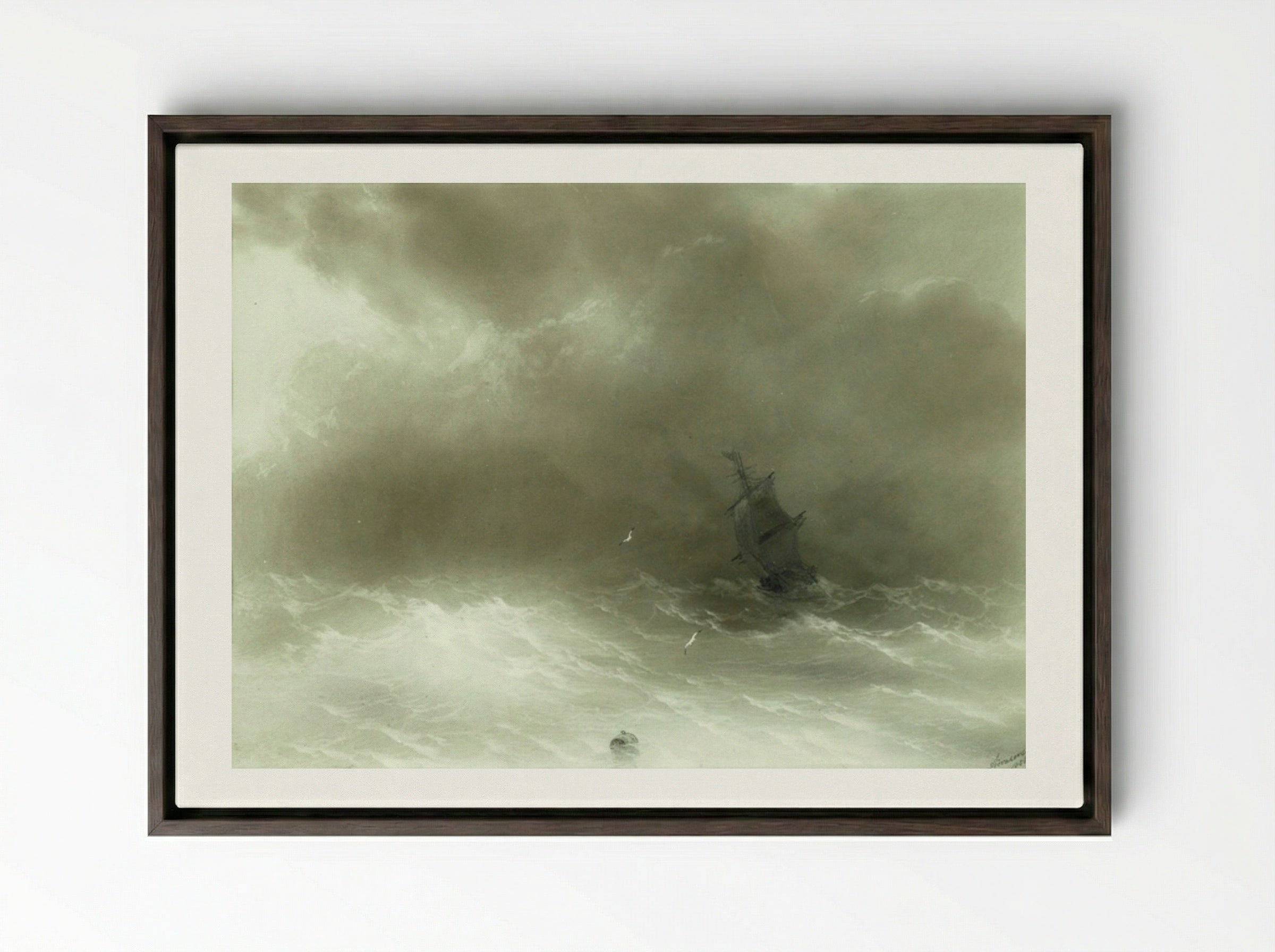 Strong Wind - Ivan Aivazovsky - Framed Canvas Dark Wood