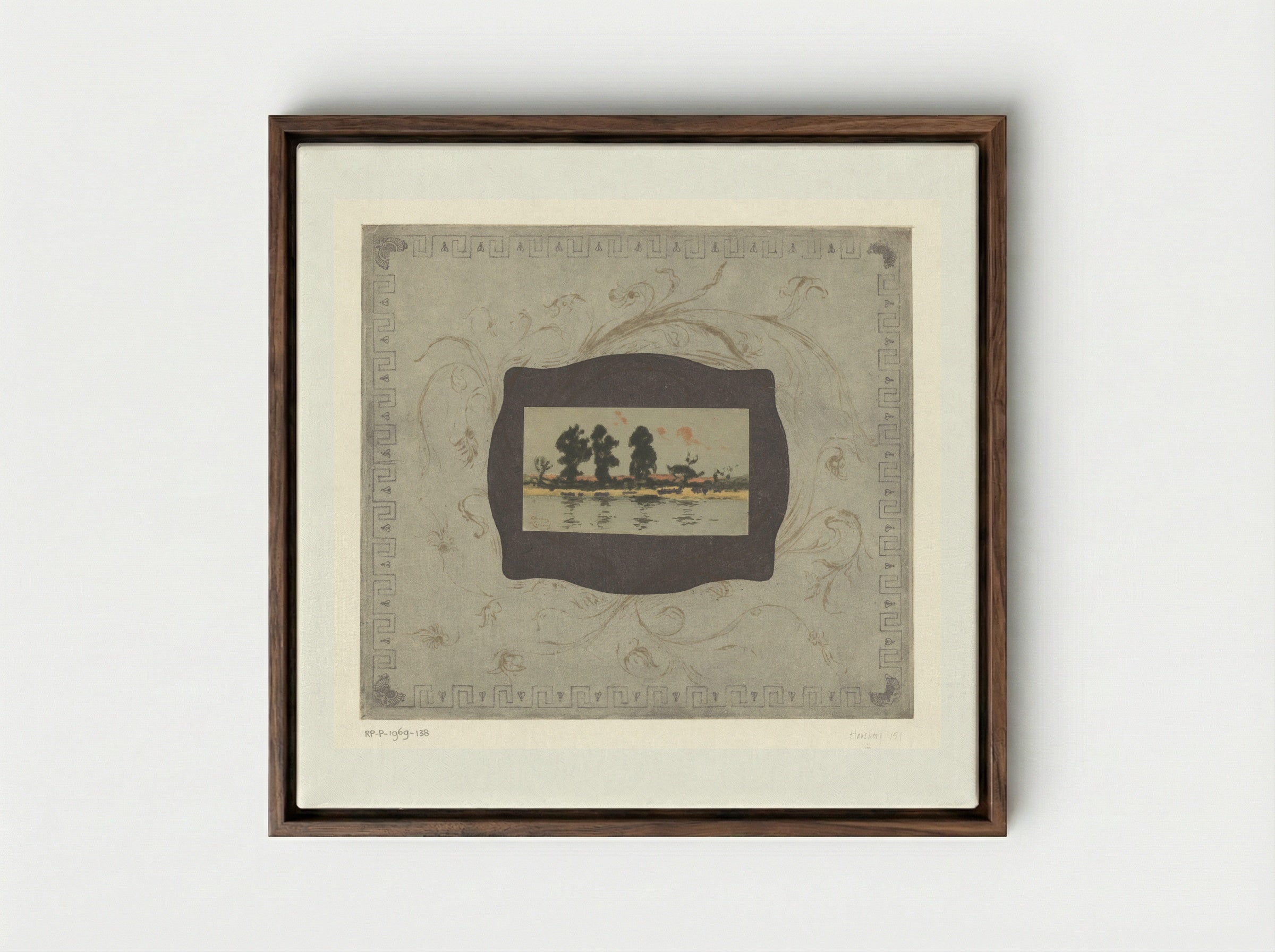 Gezicht op de Theems bij avond - Théodore Roussel - Framed Canvas Dark Wood
