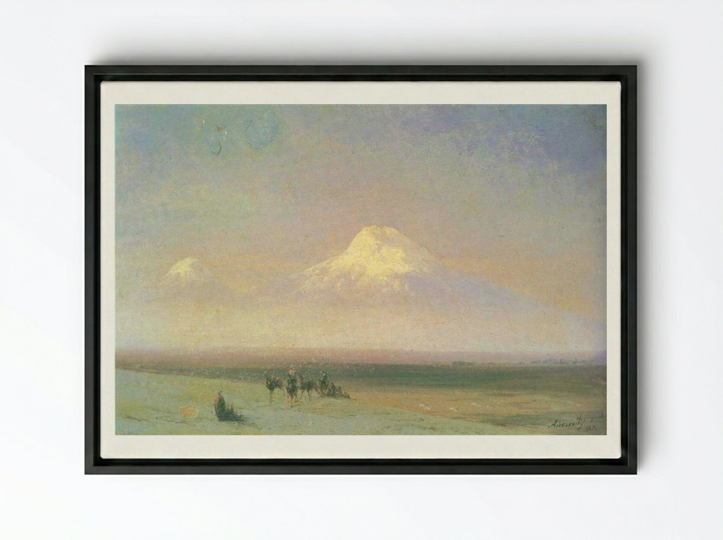 The Mountain Ararat - Ivan Aivazovsky - Framed Canvas Black