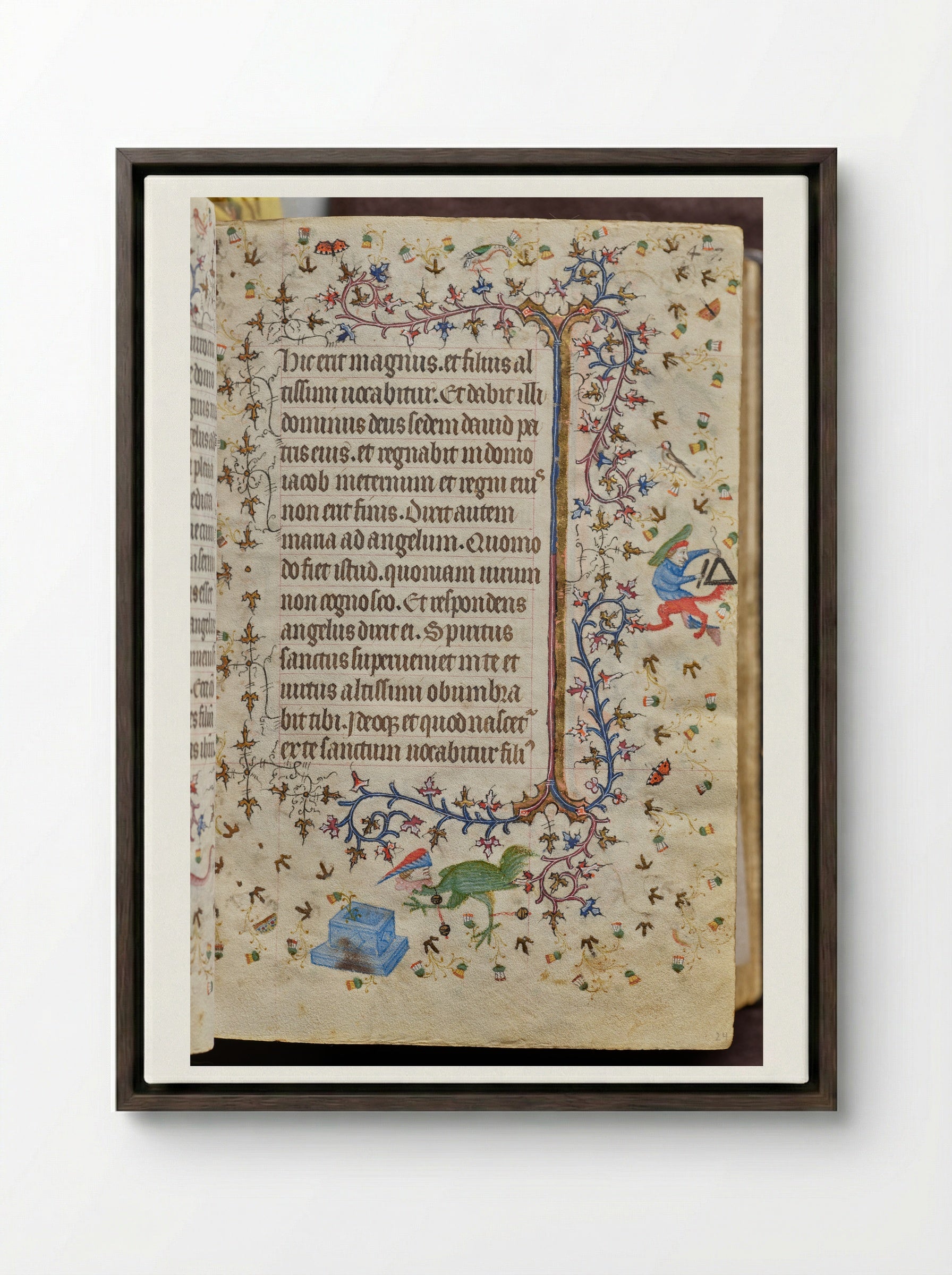 Christ Nailed to the Cross - Master of the Brussels Initials and Associates - Framed Canvas Dark Wood